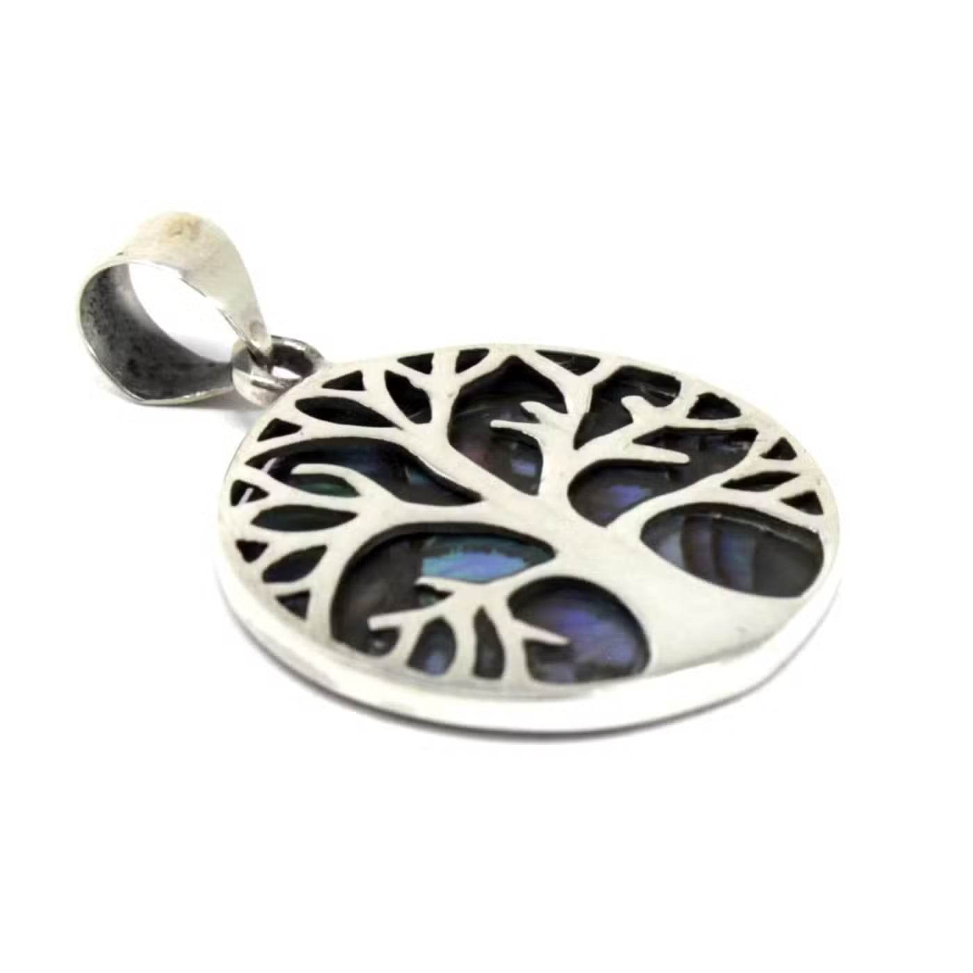 Lebensbaum Anhänger 925 Silber 22mm - Abalone - Silberschmuck - Hauttempel