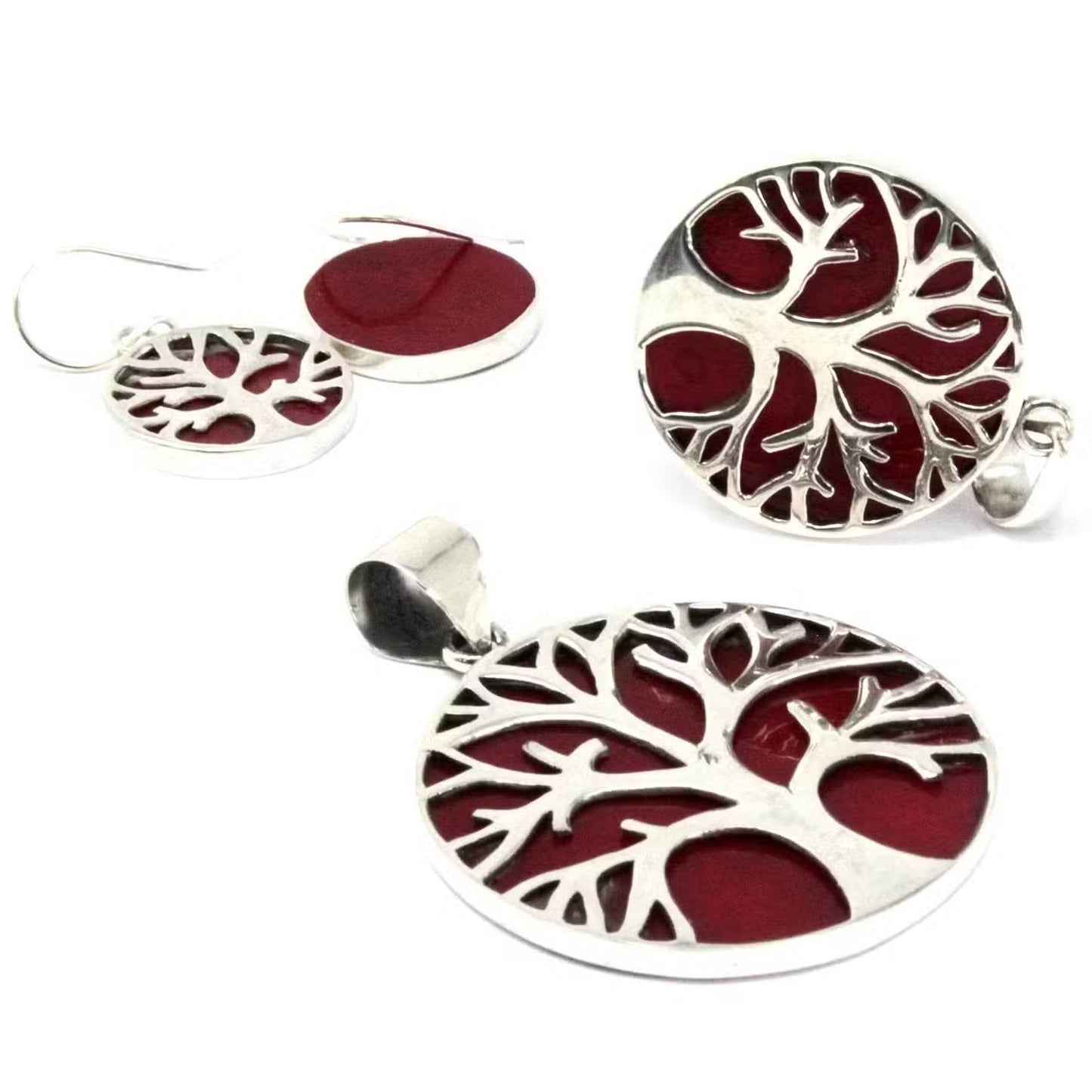 Lebensbaum Ohrringe 925 Silber 15mm - Koralleneffekt - Silberschmuck - Hauttempel