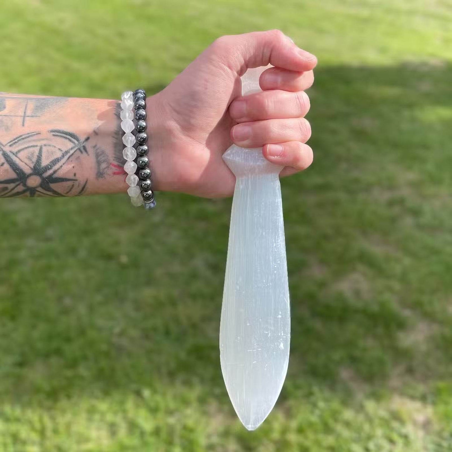 Großes Selenit-Ritualmesser – Spirale - Selenit-Ritualmesser - Hauttempel