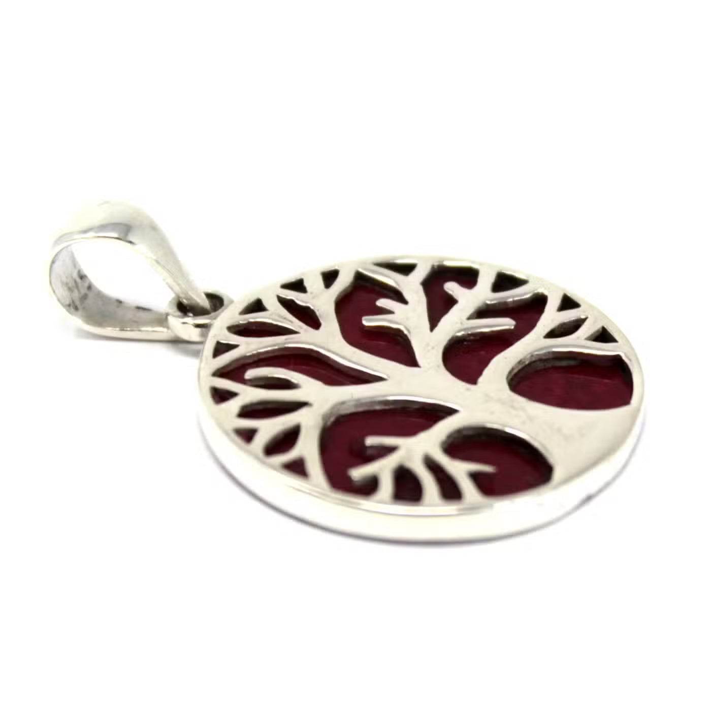 Lebensbaum Anhänger 925 Silber 22mm - Koralleneffekt - Silberschmuck - Hauttempel