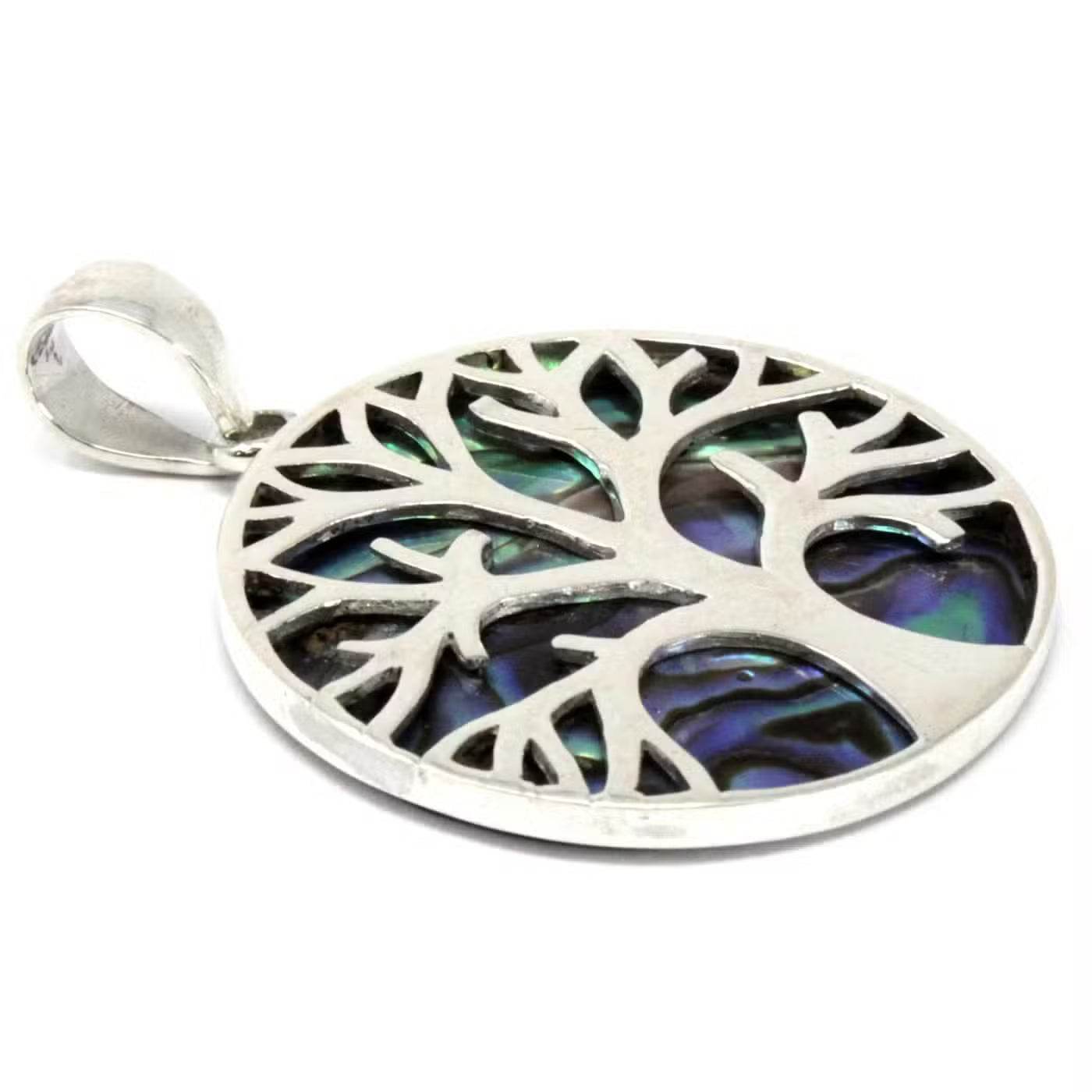 Lebensbaum Anhänger 925 Silber 30mm - Abalone - Silberschmuck - Hauttempel