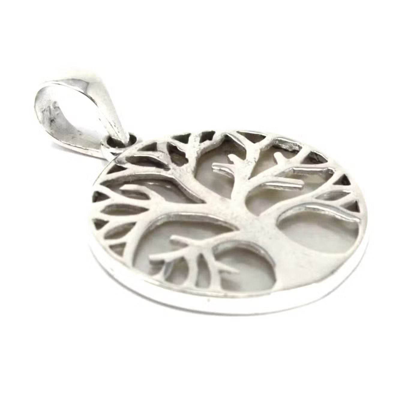 Lebensbaum Anhänger 925 Silber 22mm - Perlmutt - Silberschmuck - Hauttempel