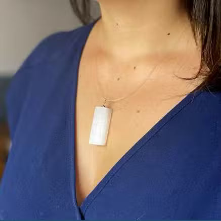 Selenit Anhänger - Quader