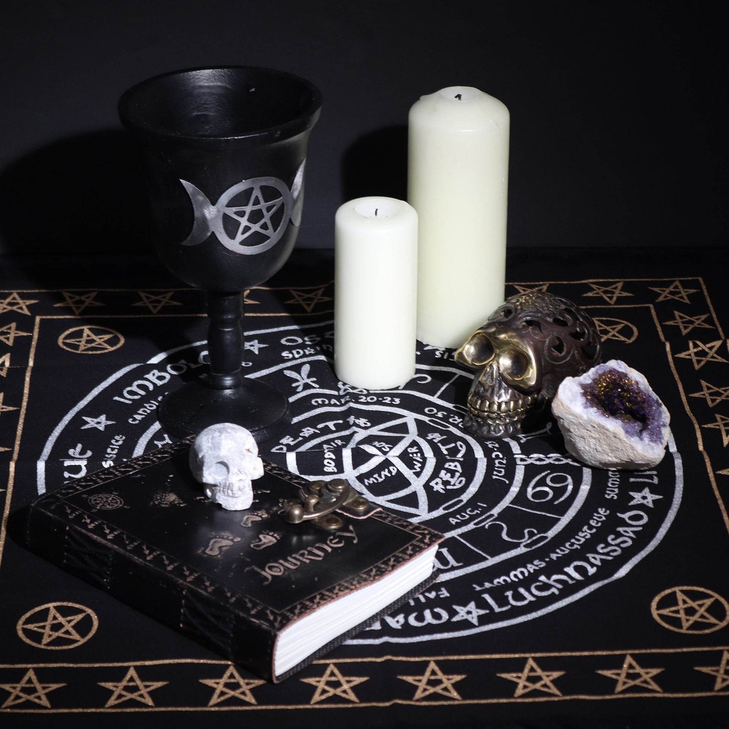 Esoterisches Altartuch mit Fransen - Leben, Tod & Wiedergeburt - Esoteric Altar Cloth - Hauttempel