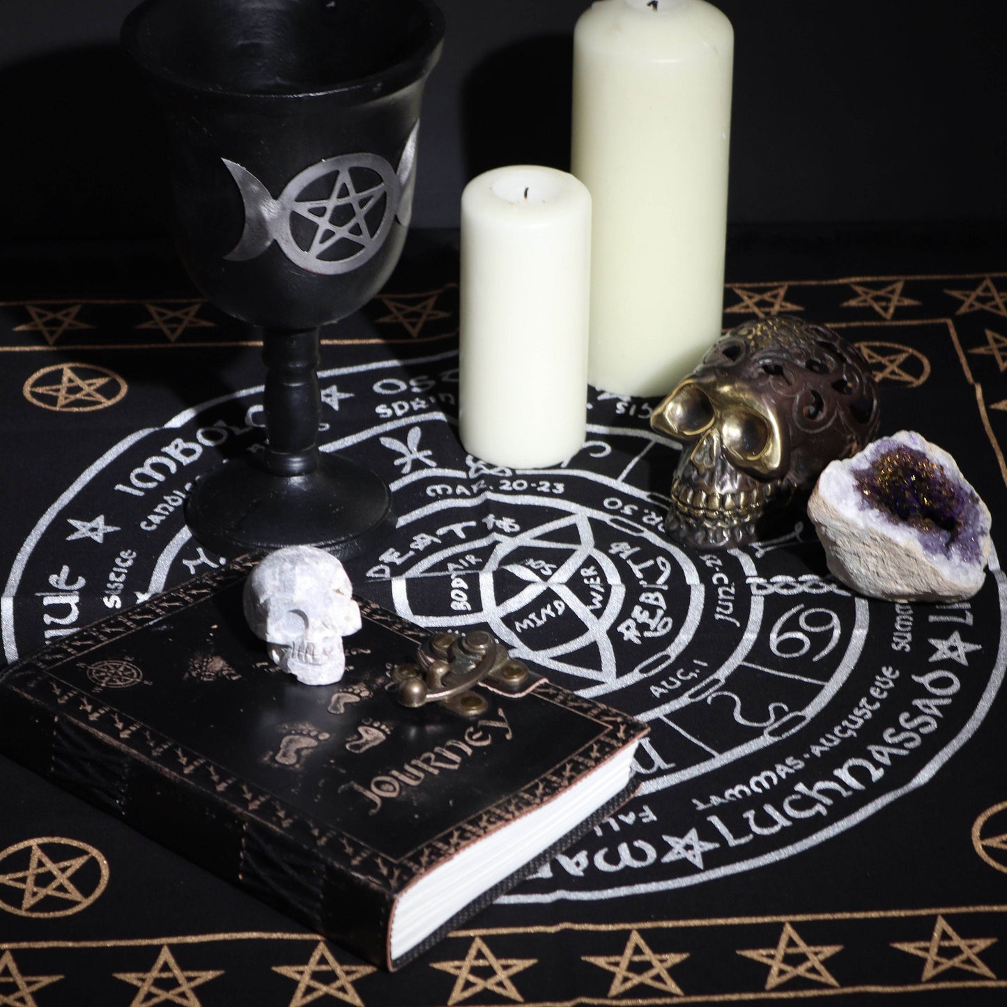 Esoterisches Altartuch mit Fransen - Leben, Tod & Wiedergeburt - Esoteric Altar Cloth - Hauttempel
