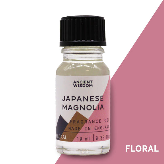 Raumduftöl Japanische Magnolie – Flasche mit rosa Duftfarb-Kachel