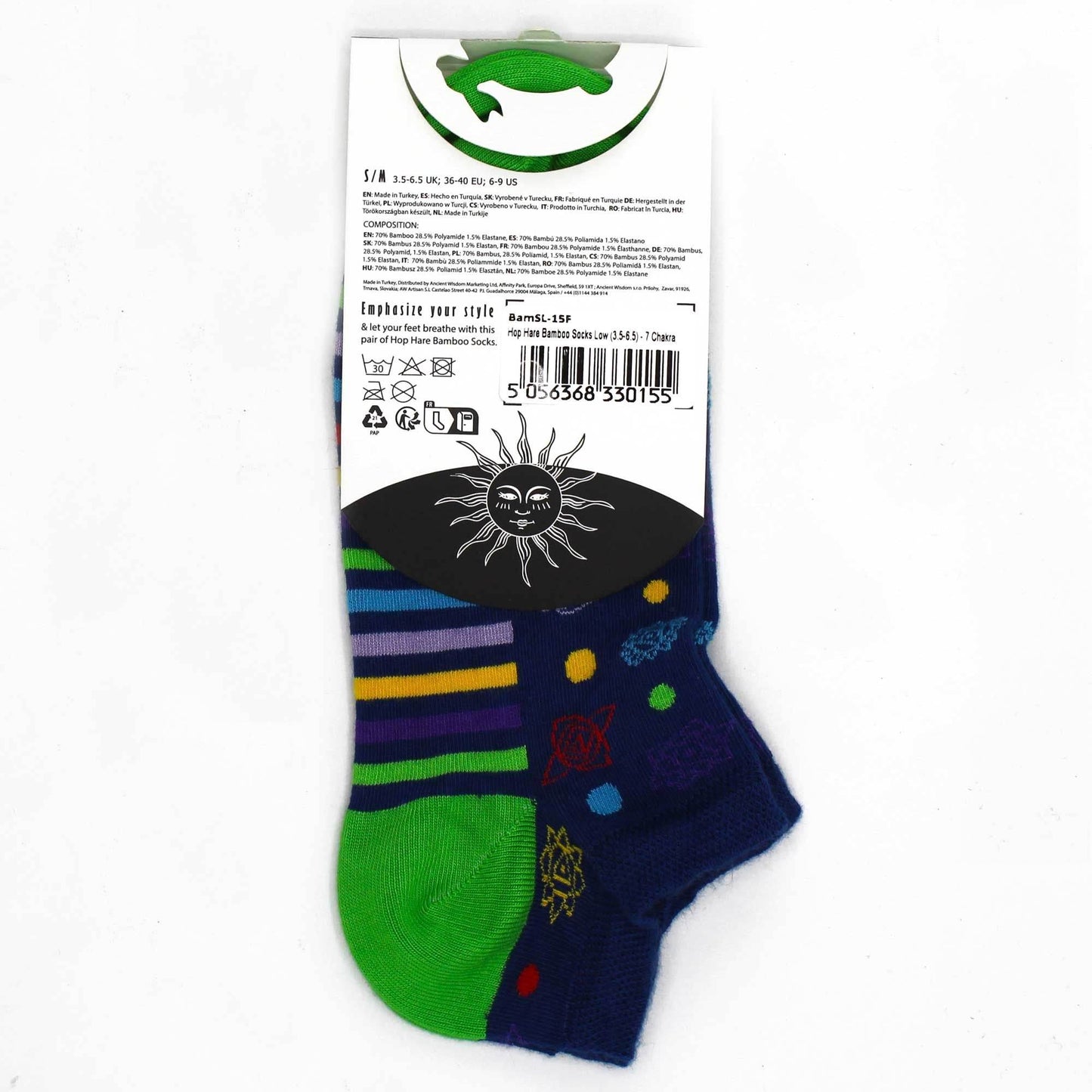 Bambussocken, niedrige (Sneakersocken) (M/L bzw. 41-46) - 7 Chakra - Hop Hore Bamboo Low Trainer Socks - Hauttempel