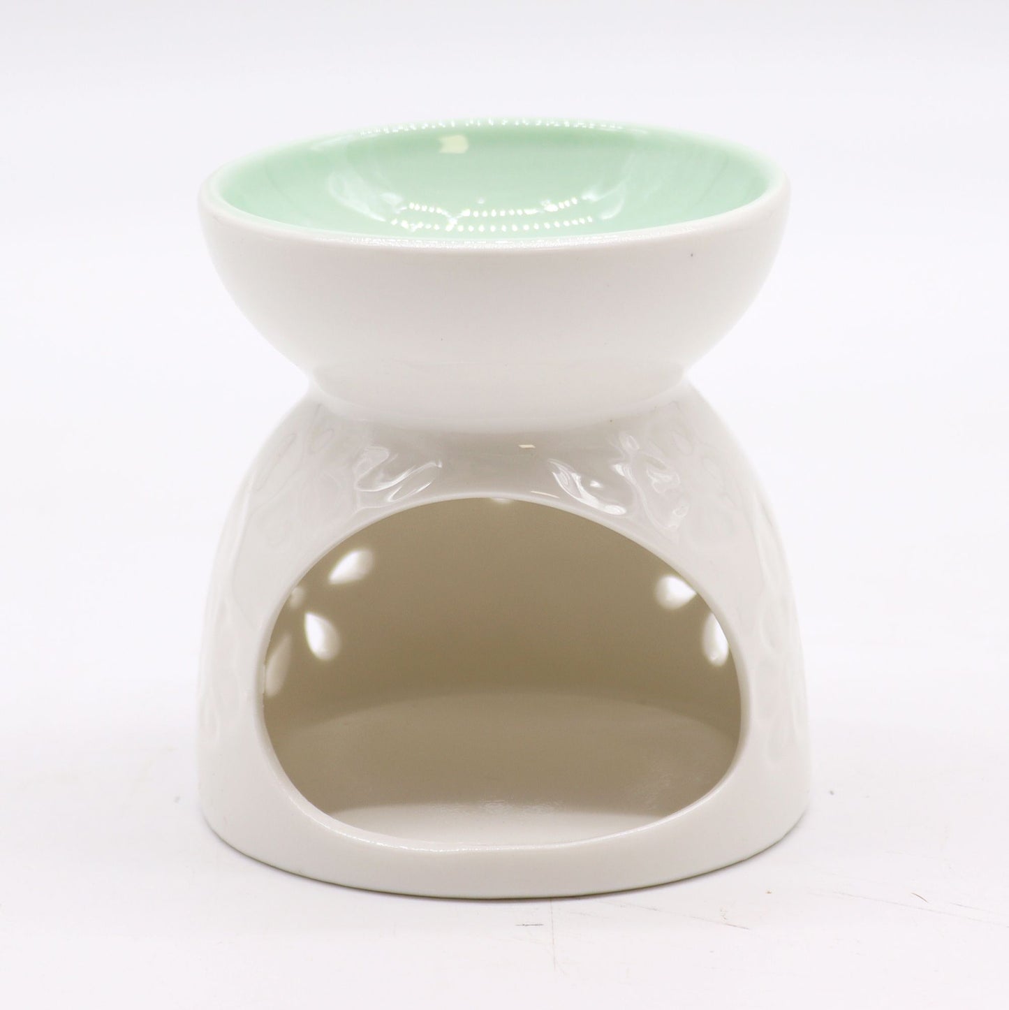 Keramik Duftlampe Floral – weiß, Rückansicht