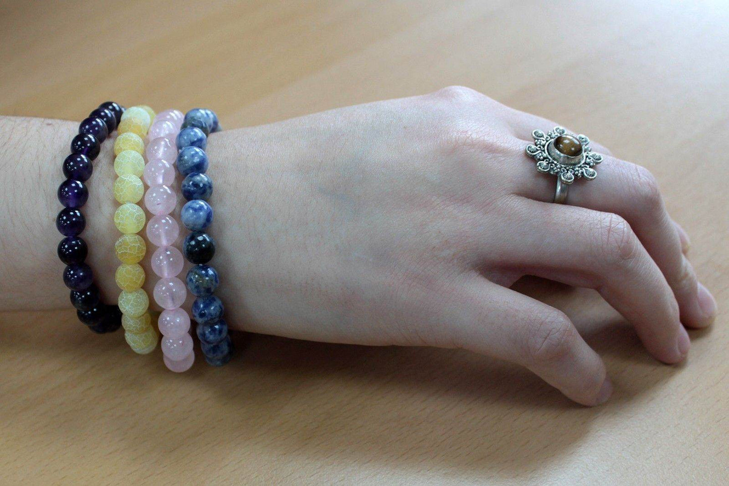 Edelstein-Kraftarmband - Schwarzer Achat - Armschmuck - Hauttempel
