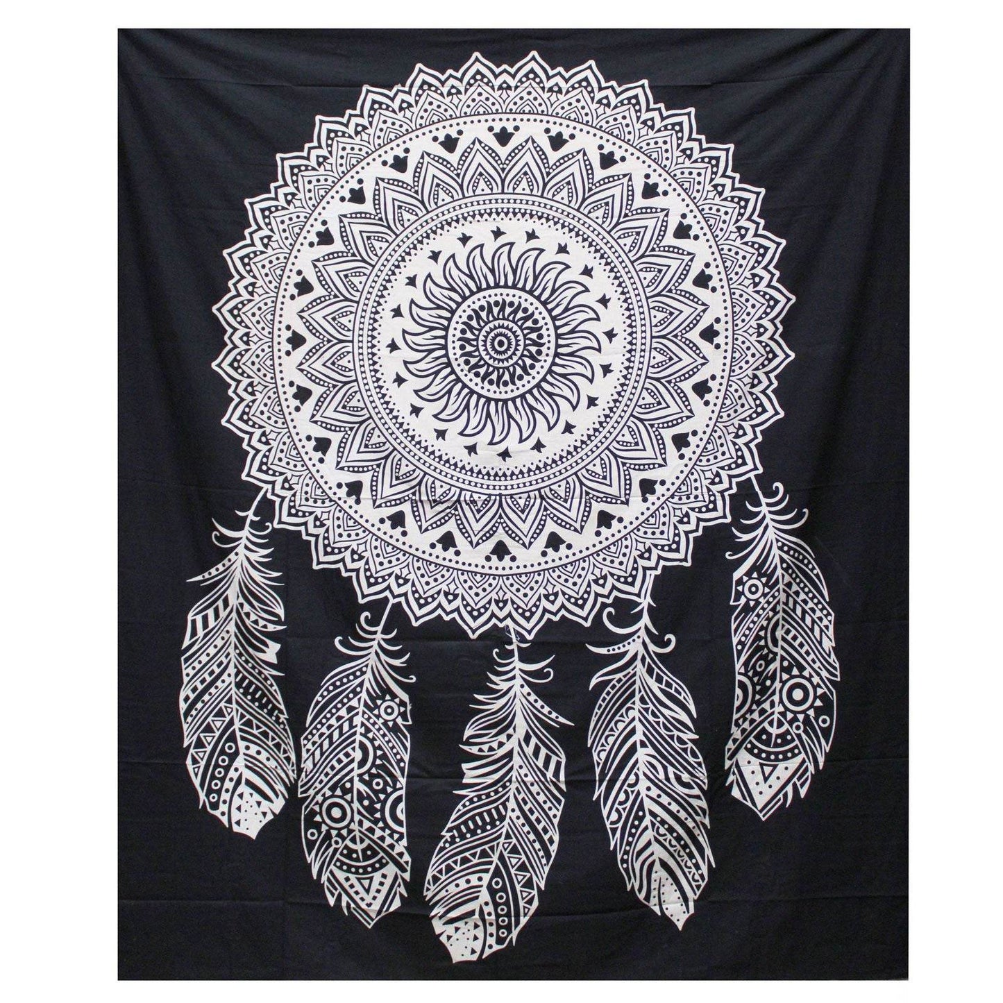 Traumfänger Black & White Tagesdecke + Wandbehang Baumwolle - Black and White Double Cotton Bedspread - Hauttempel