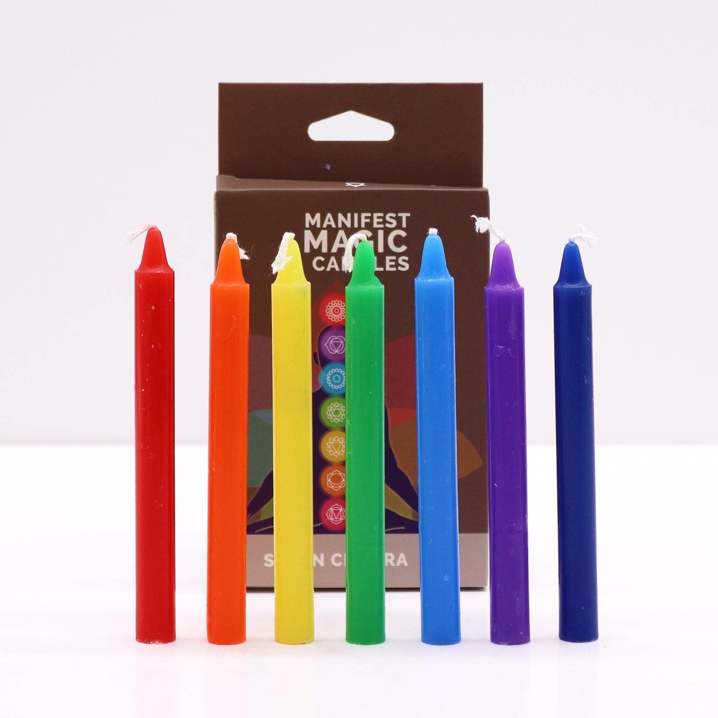 Sieben Chakra Manifestation Kerzen Bunt (7-er Set) - Magic Candles for Manifestation - Hauttempel