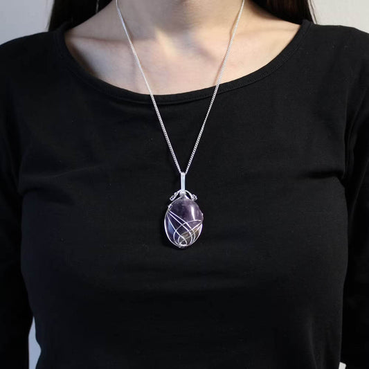 Wirbel - Swirl Wrapped Edelstein Halskette - Amethyst - Edelsteinkette - Hauttempel