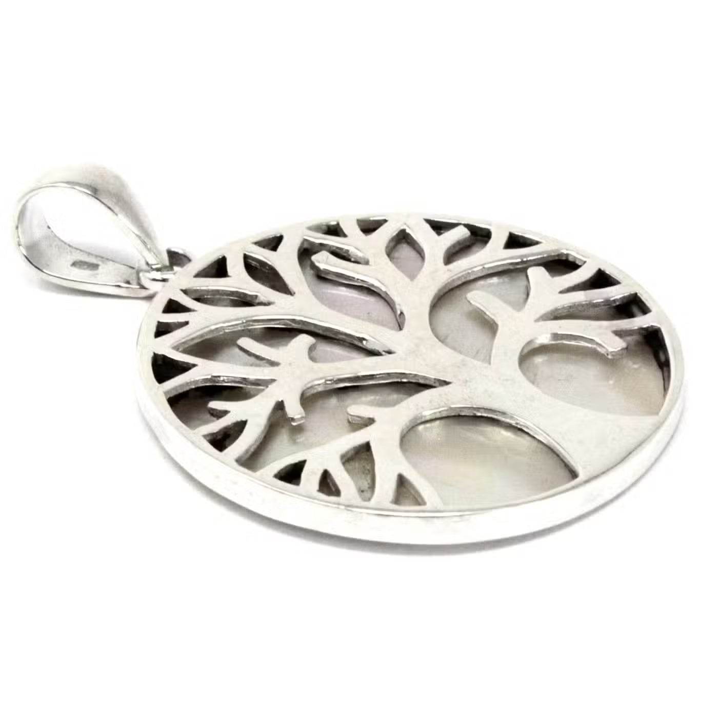 Lebensbaum Anhänger 925 Silber 30mm - Perlmutt - Silberschmuck - Hauttempel
