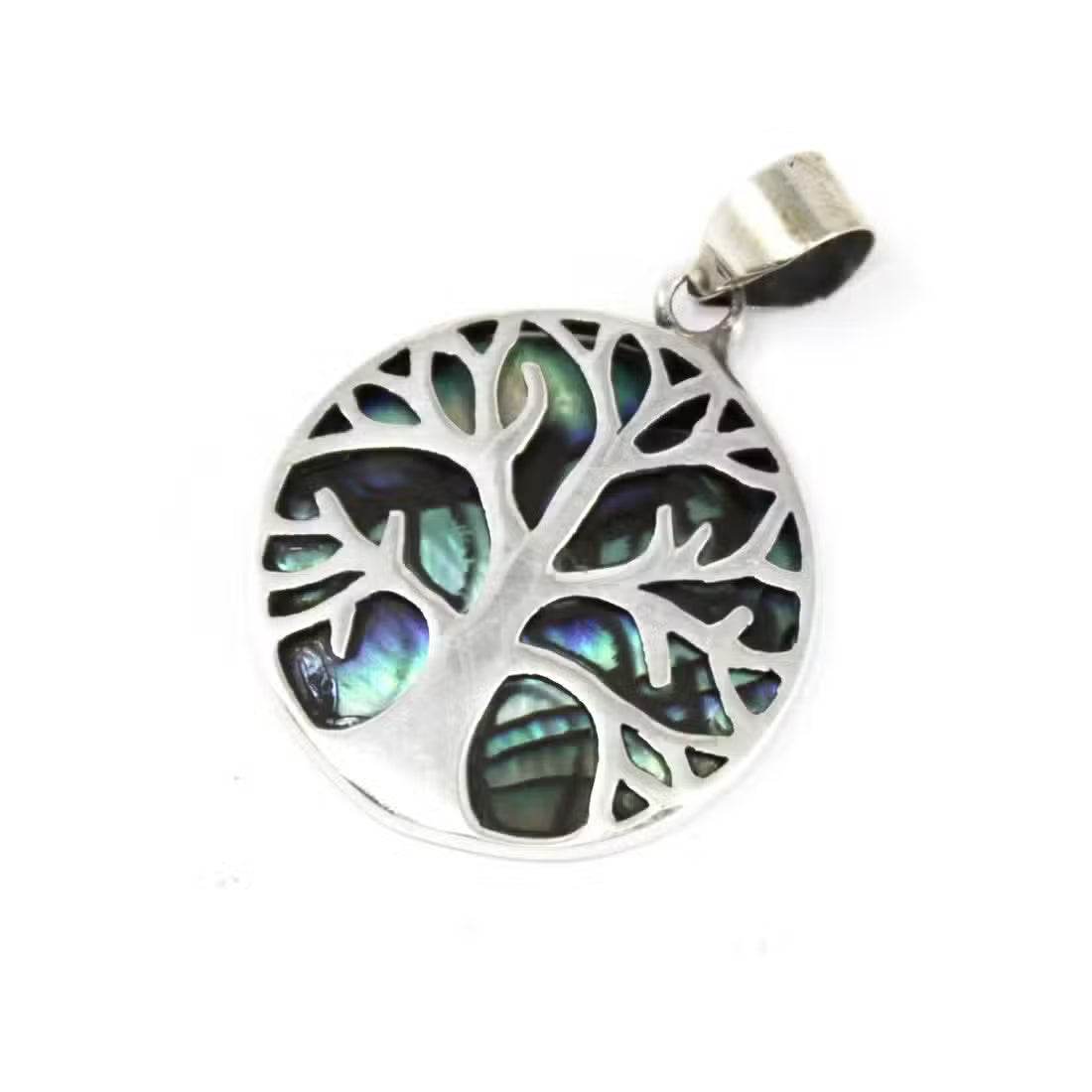 Lebensbaum Anhänger 925 Silber 22mm - Abalone - Silberschmuck - Hauttempel