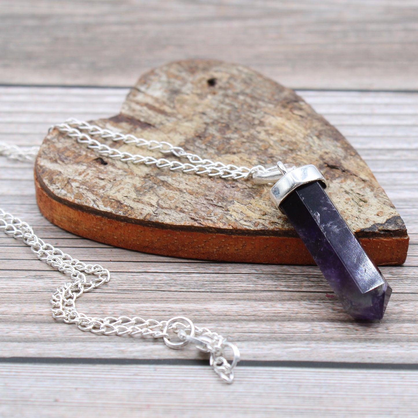 Indische Edelsteinkette - Obelisk - Amethyst
