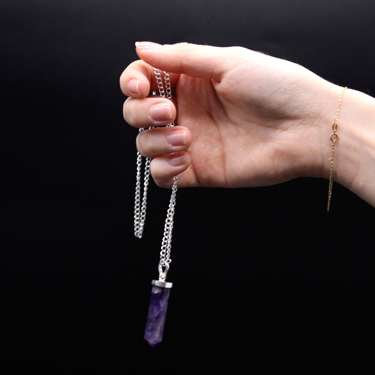 Indische Edelsteinkette - Obelisk - Amethyst