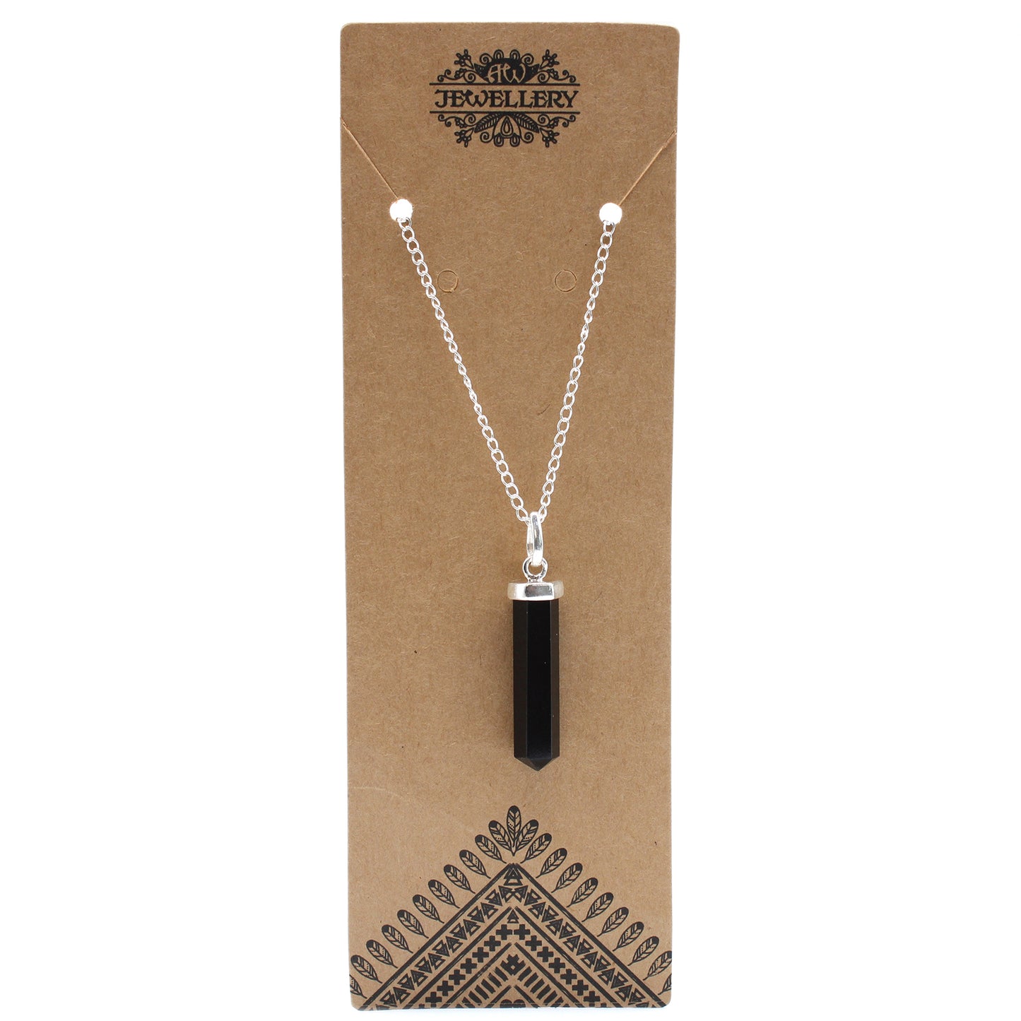 Indische Edelsteinkette - Obelisk - Schwarzer Achat
