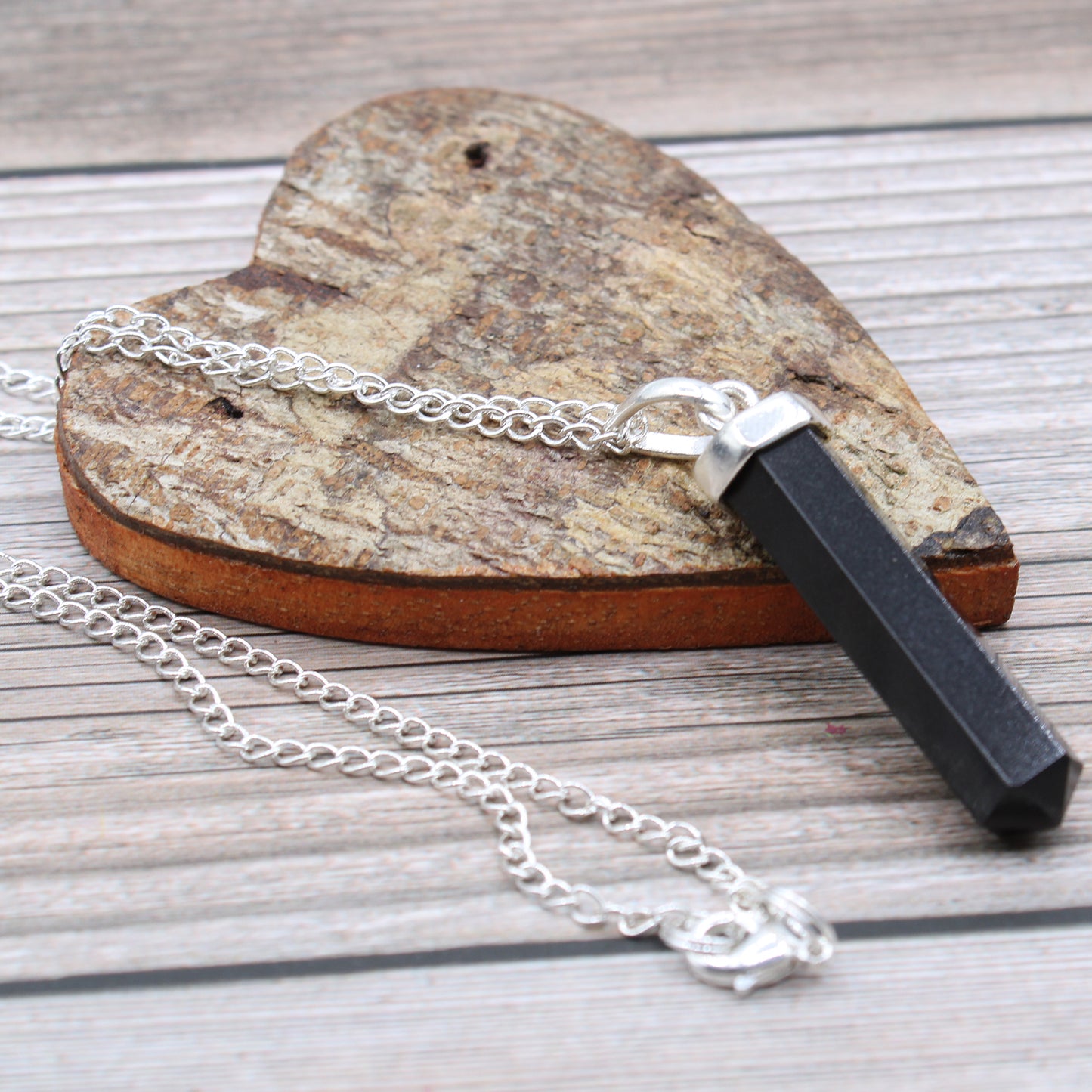Indische Edelsteinkette - Obelisk - Schwarzer Achat