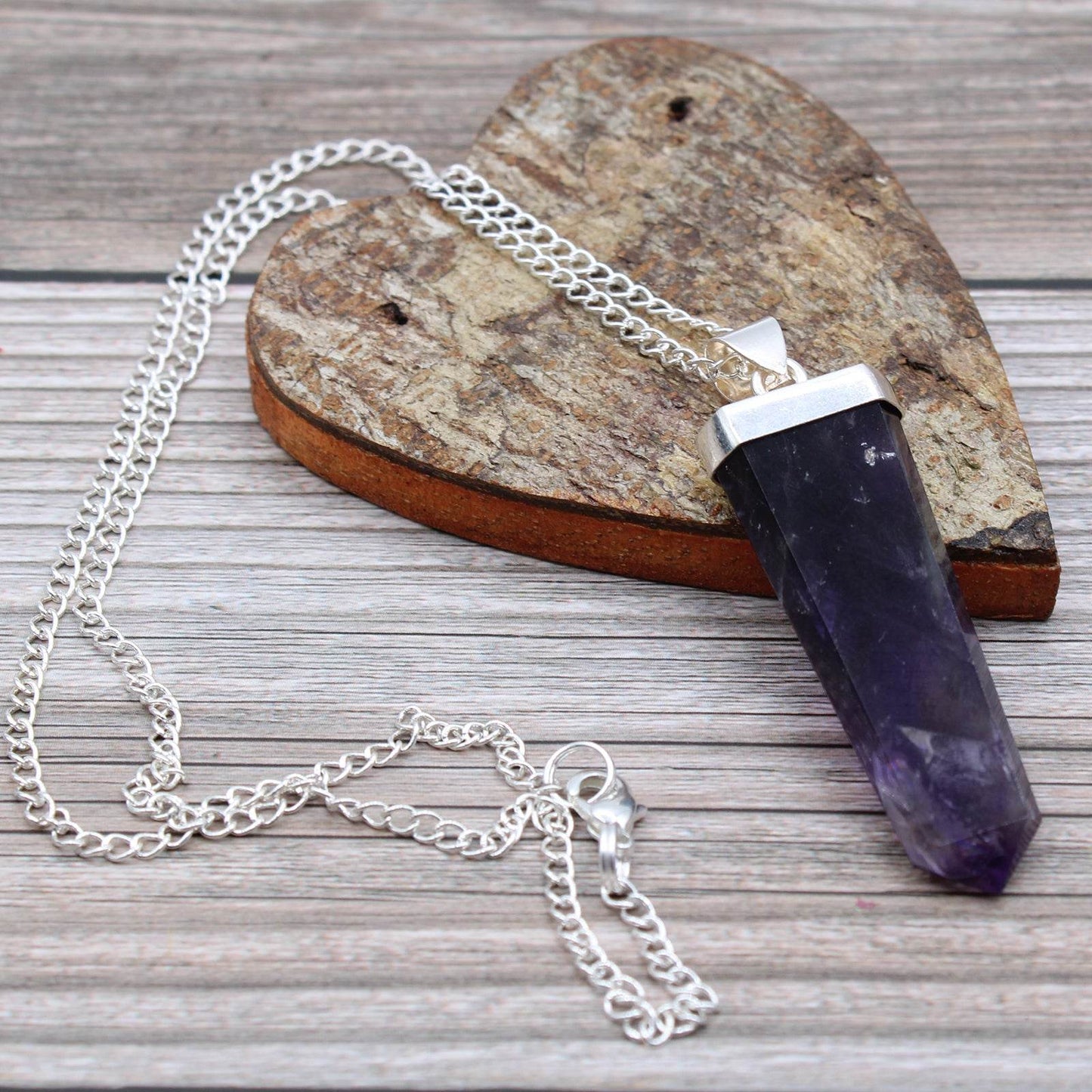 Indische Edelsteinkette - Flacher Stift - Amethyst - Edelsteinkette - Hauttempel