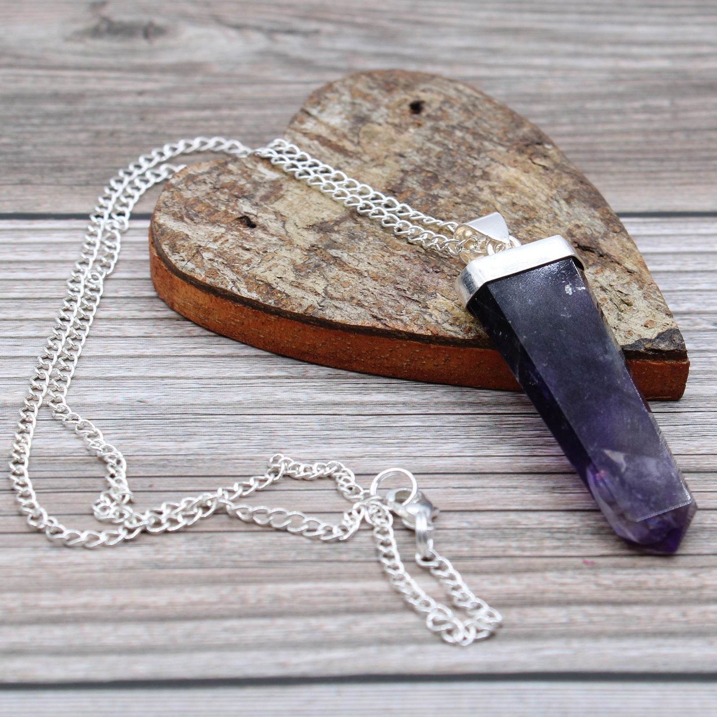 Indische Edelsteinkette - Flacher Stift - Amethyst - Edelsteinkette - Hauttempel