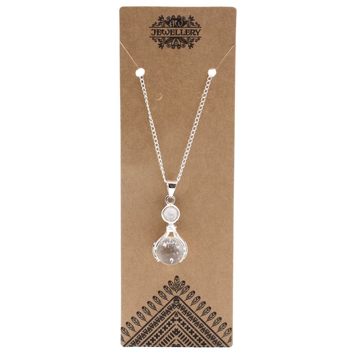 Indische Edelsteinkette - Schützende Hände - Bergkristall - Edelsteinkette - Hauttempel