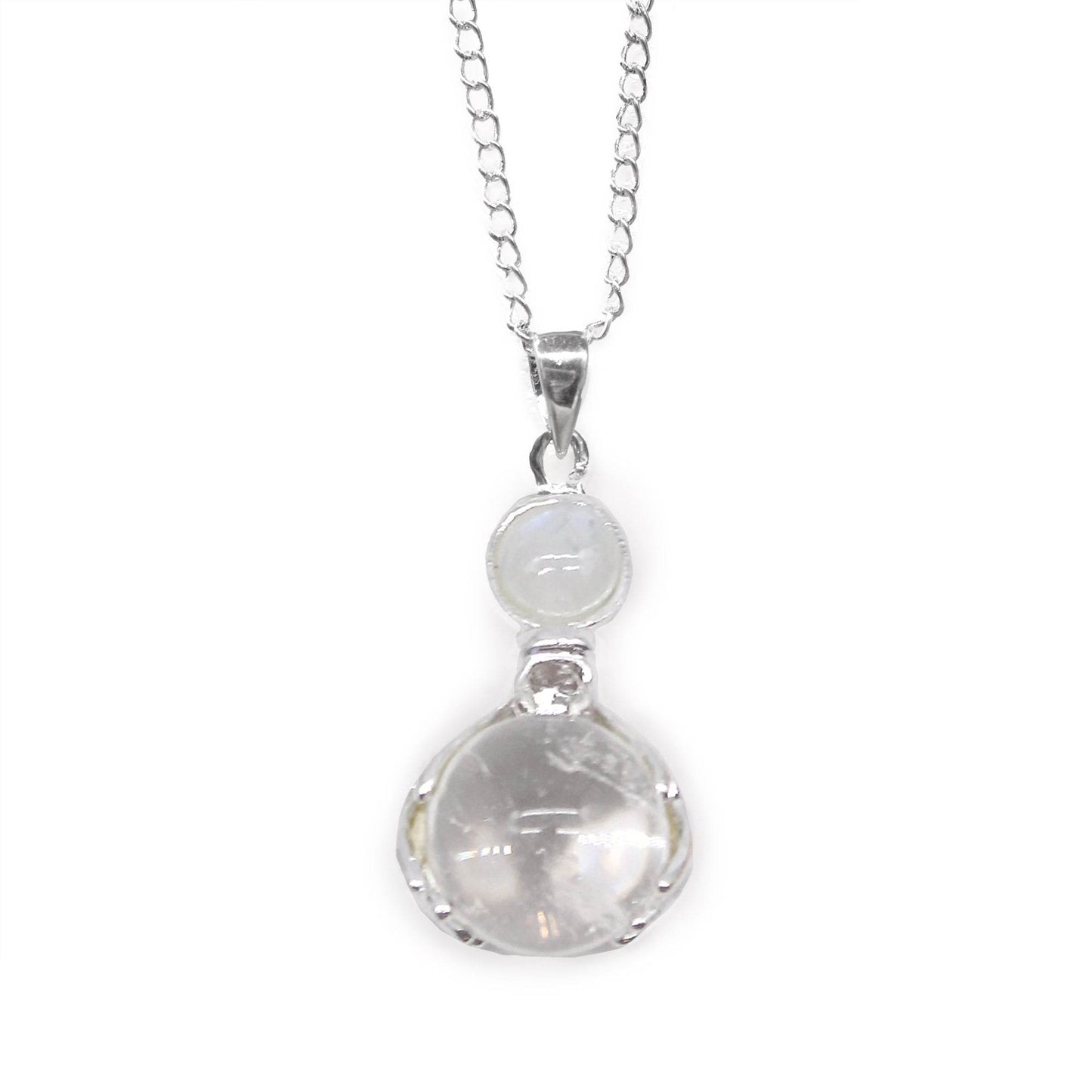 Indische Edelsteinkette - Schützende Hände - Bergkristall - Edelsteinkette - Hauttempel