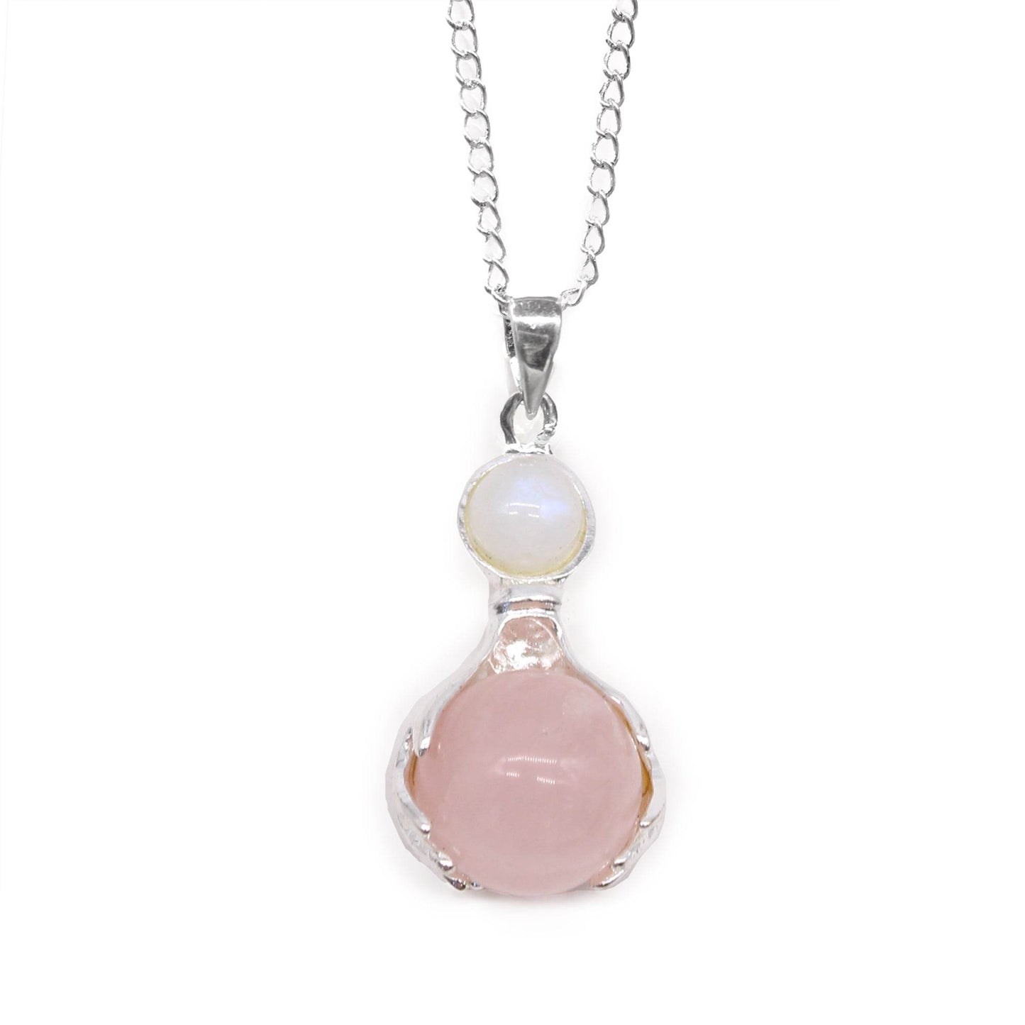 Indische Edelsteinkette - Schützende Hände - Rosenquarz - Edelsteinkette - Hauttempel