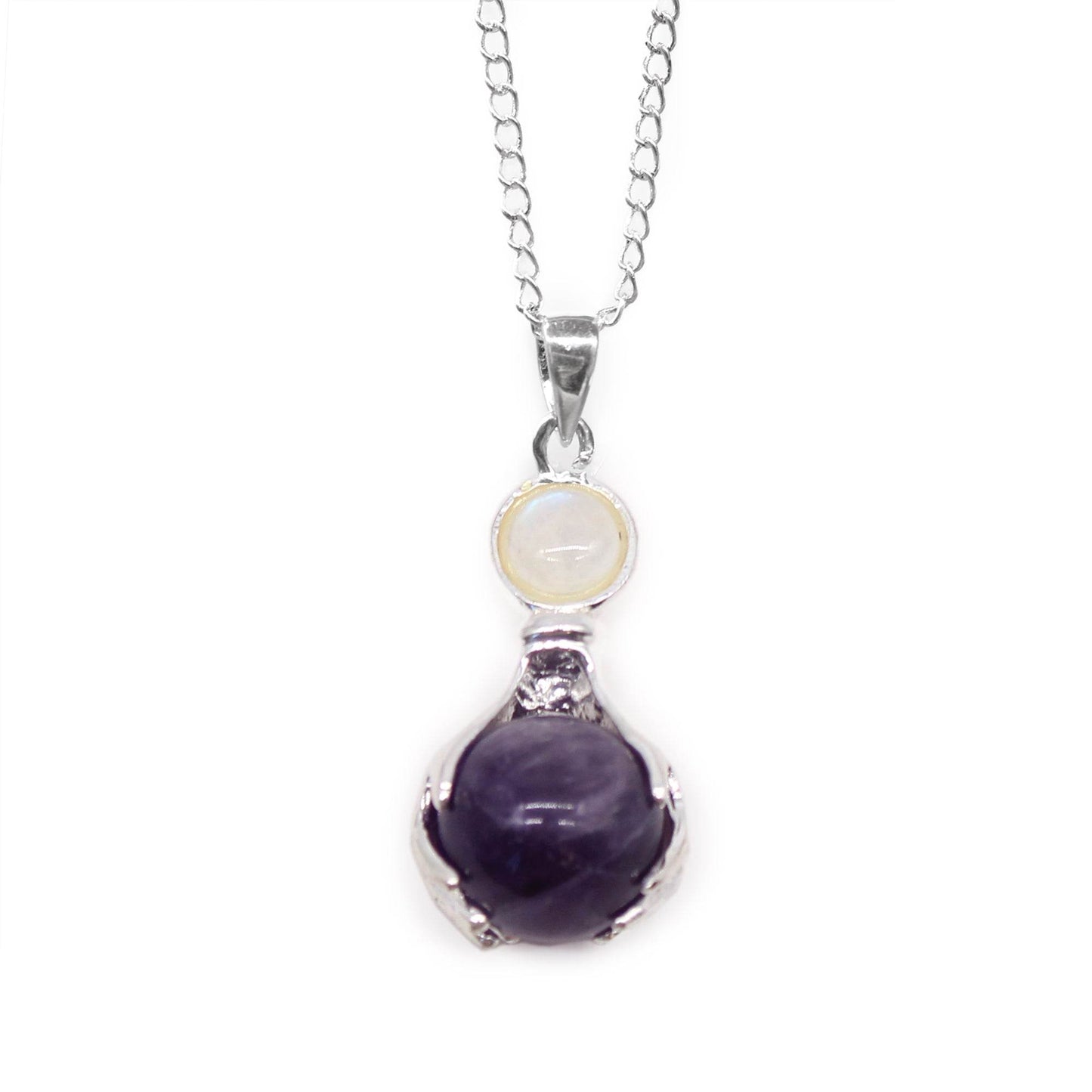 Indische Edelsteinkette - Schützende Hände - Amethyst - Edelsteinkette - Hauttempel