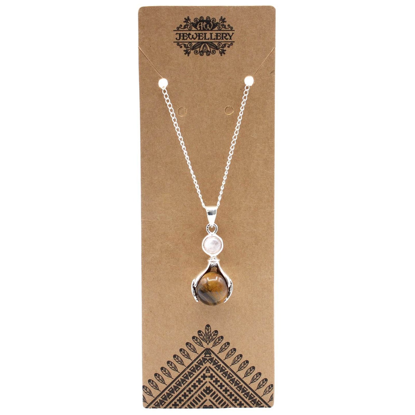 Indische Edelsteinkette - Schützende Hände - Tigerauge - Edelsteinkette - Hauttempel