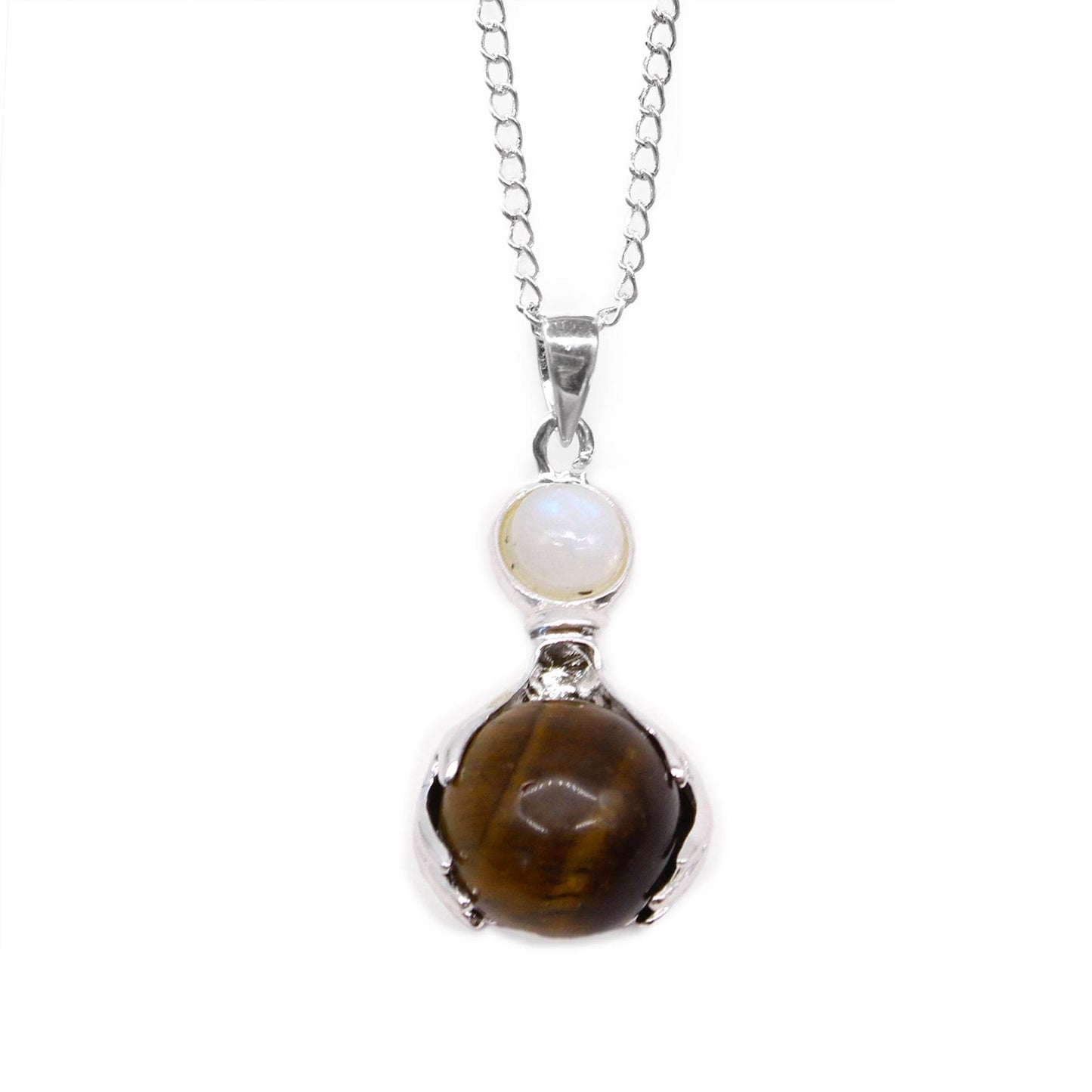 Indische Edelsteinkette - Schützende Hände - Tigerauge - Edelsteinkette - Hauttempel