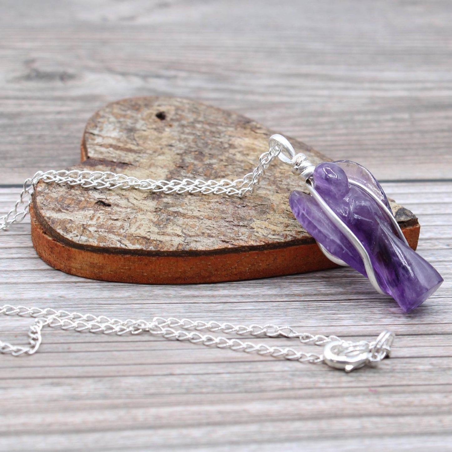 Indische Edelsteinkette - Schutzengel - Amethyst - Edelsteinkette - Hauttempel