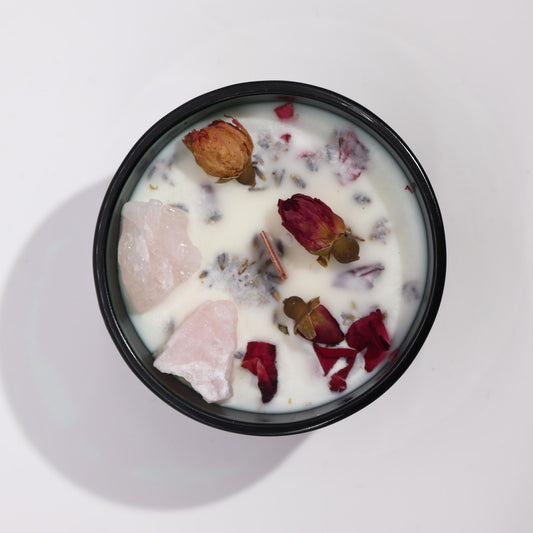 Hop Hare© Kristall-Blumen-Sojawachs-Kerze "Die Liebenden"