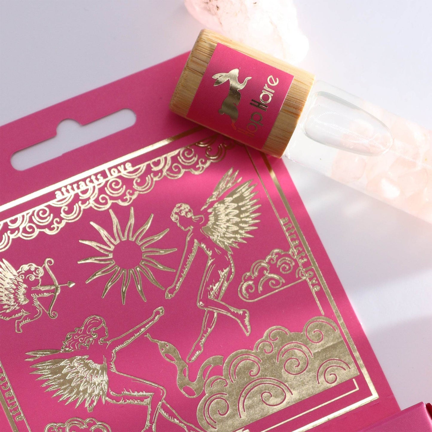 Tarot Edelstein Roll-on mit Rosenquarz - Die Liebenden 10ml - Hop Hare© Tarot Edelstein-Roll-on - Hauttempel