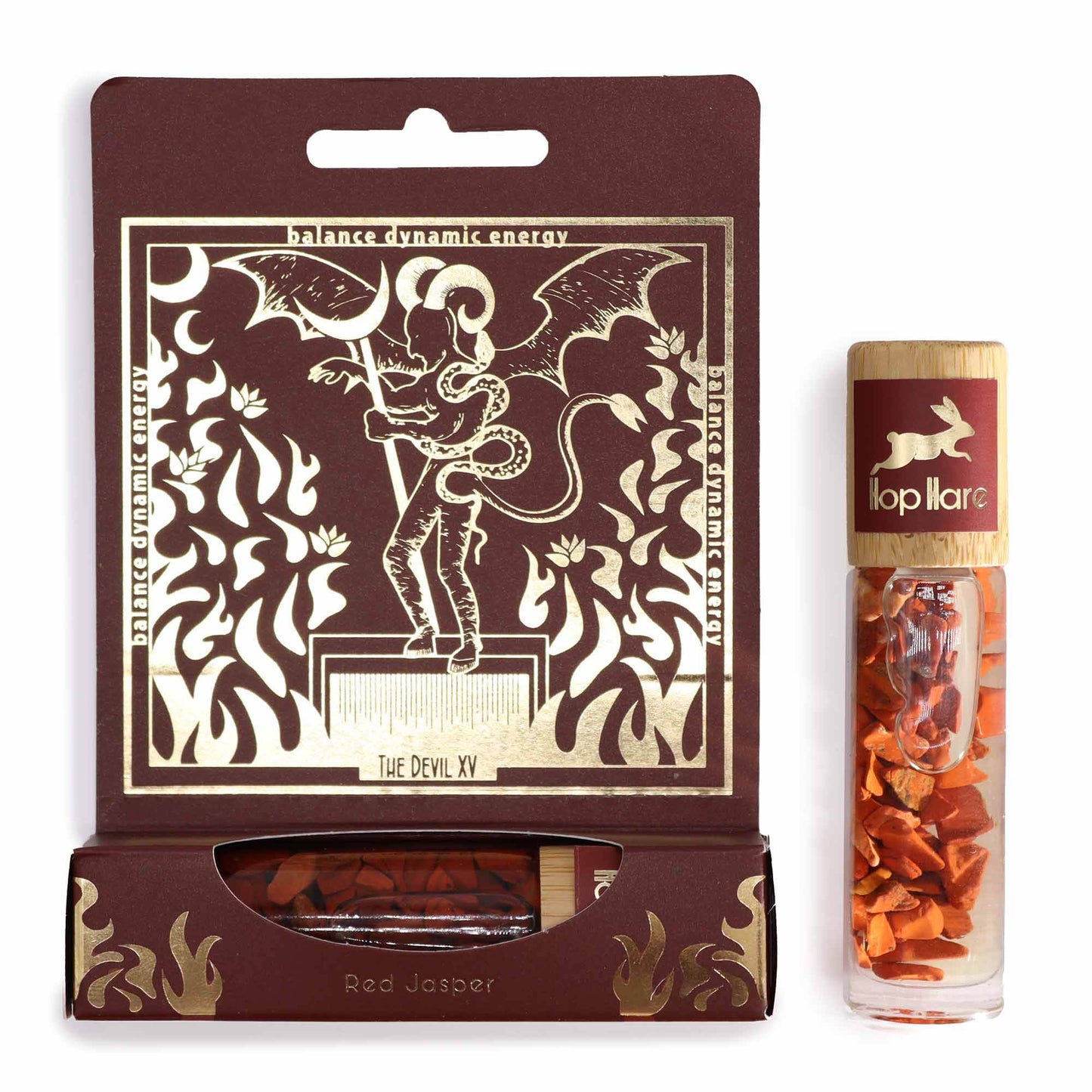 Tarot Edelstein-Roll-on mit Roter Jaspis - Der Teufel 10ml - Hop Hare© Tarot Edelstein-Roll-on - Hauttempel