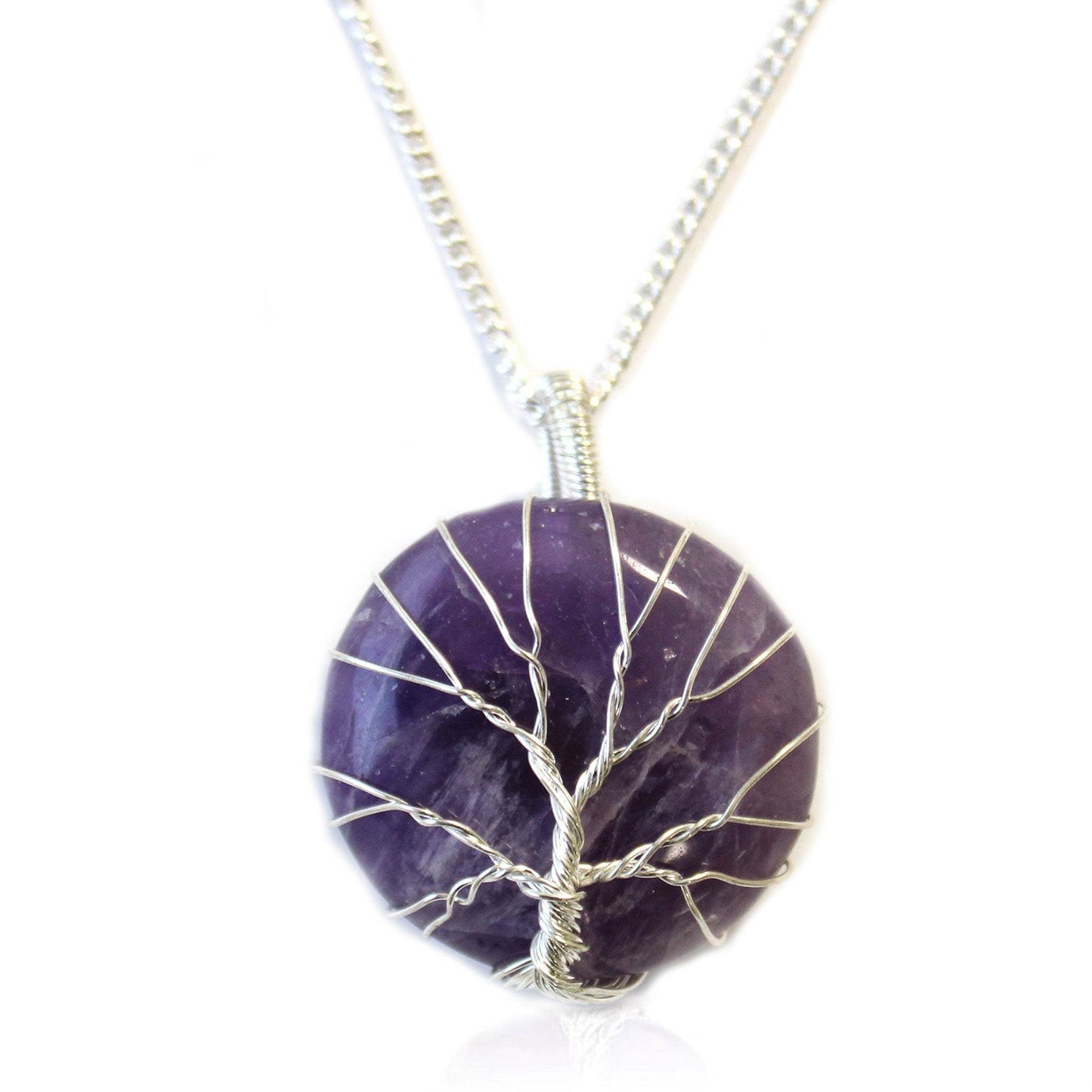 Lebensbaum Edelstein Halskette - Amethyst - Edelsteinkette - Hauttempel