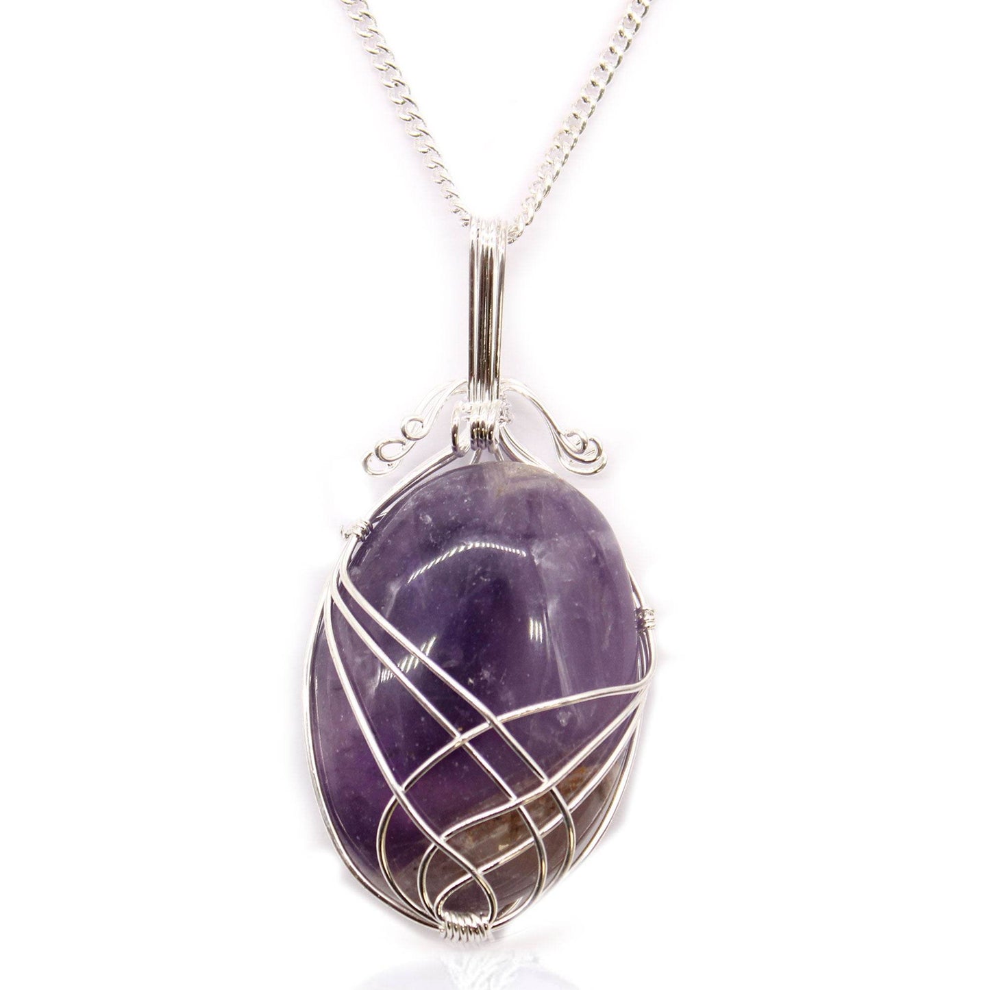 Wirbel - Swirl Wrapped Edelstein Halskette - Amethyst - Edelsteinkette - Hauttempel