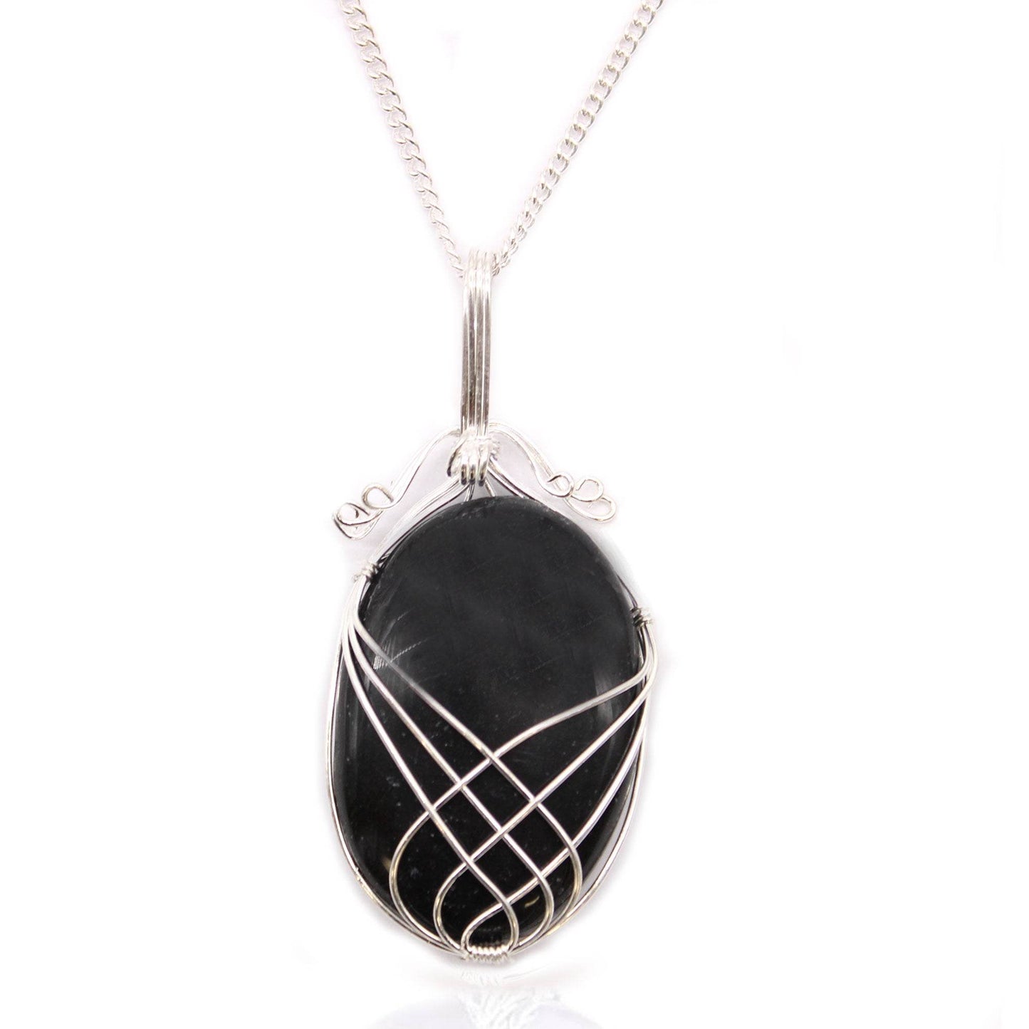 Wirbel - Swirl Wrapped Edelstein Halskette - Schwarzer Onyx - Edelsteinkette - Hauttempel