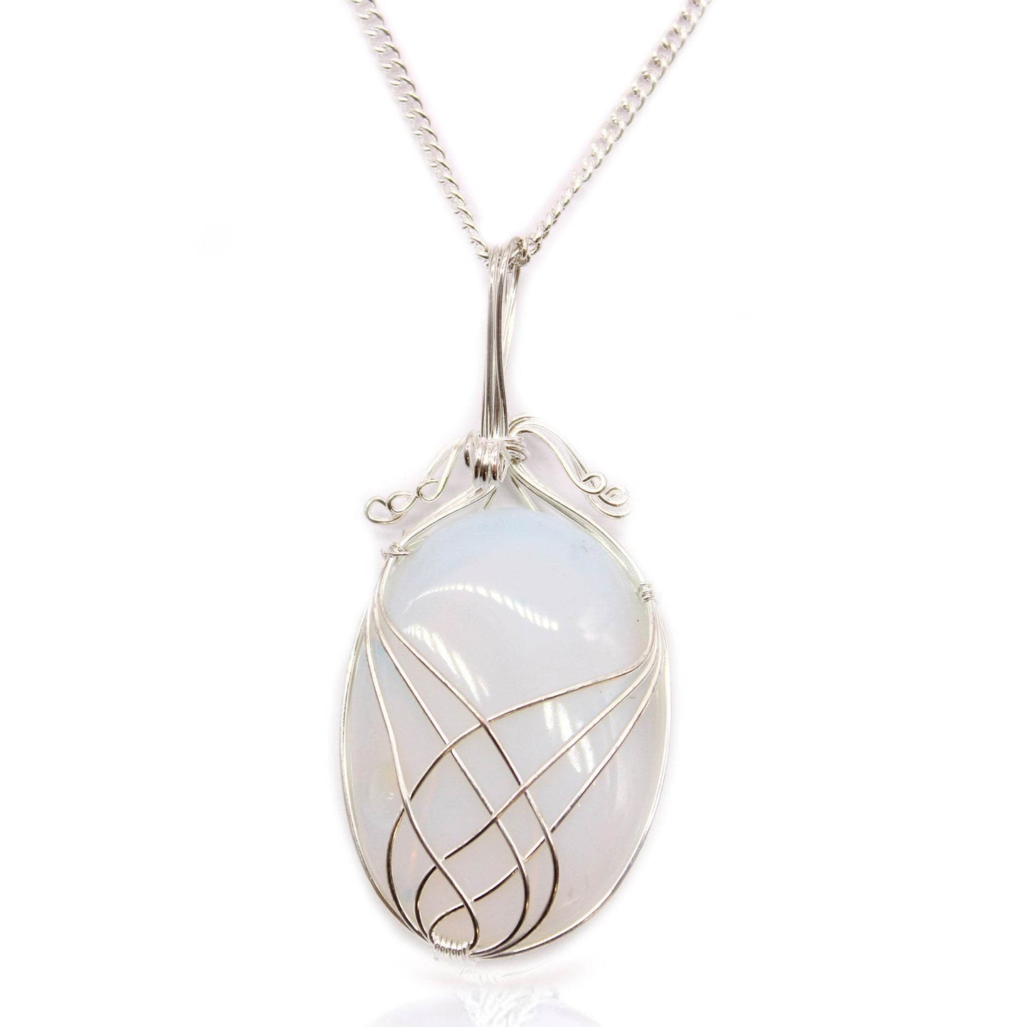 Wirbel - Swirl Wrapped Edelstein Halskette - Opalit - Edelsteinkette - Hauttempel