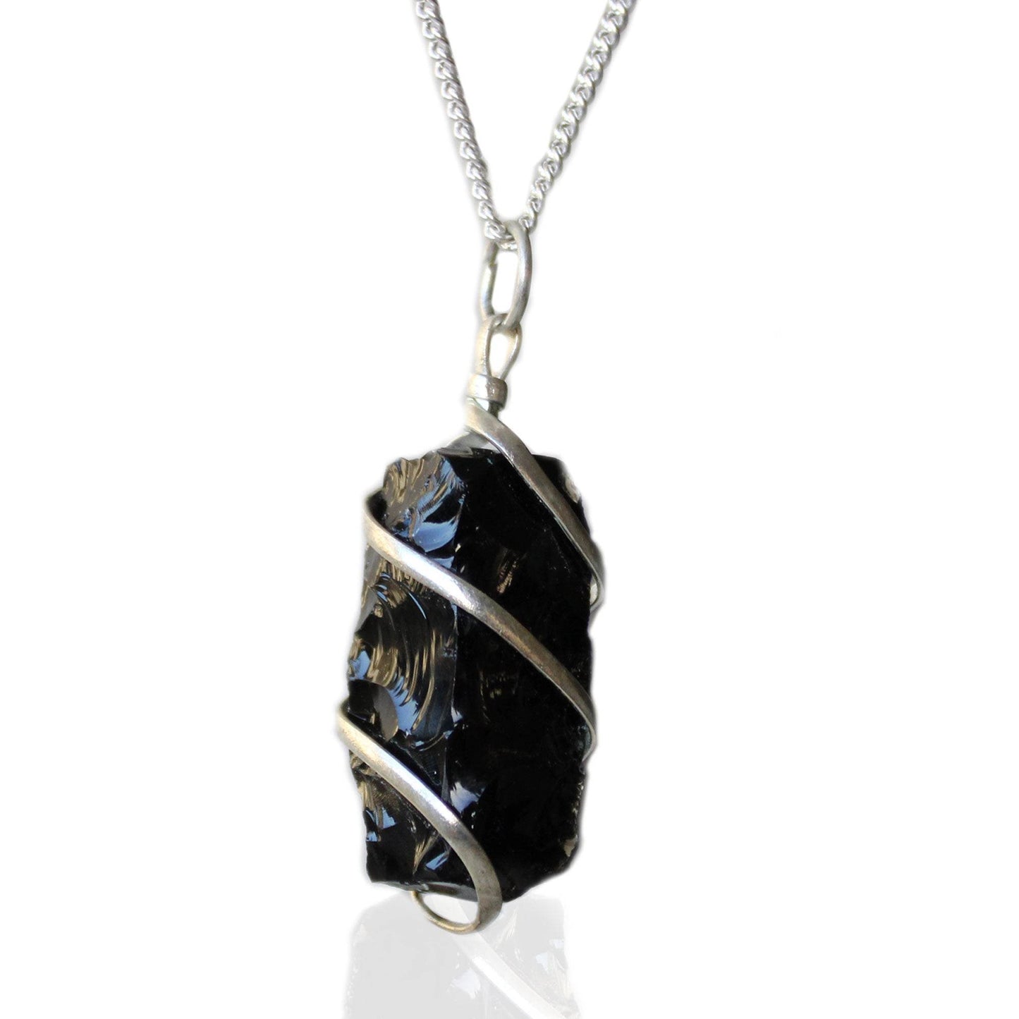 Kaskadenform Edelstein Halskette - Roher Schwarzer Onyx - Edelsteinkette - Hauttempel