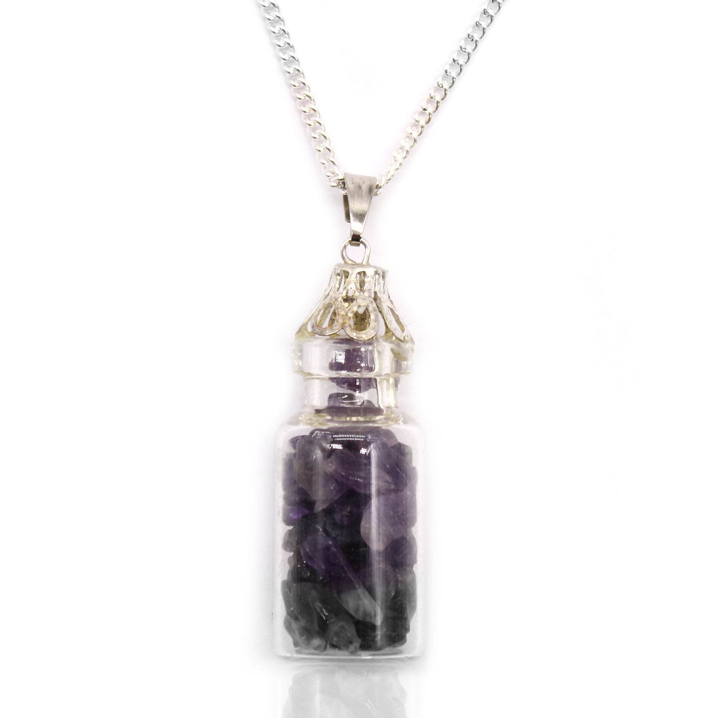 Edelstein-Fläschchen Edelstein Halskette - Amethyst - Edelsteinkette - Hauttempel