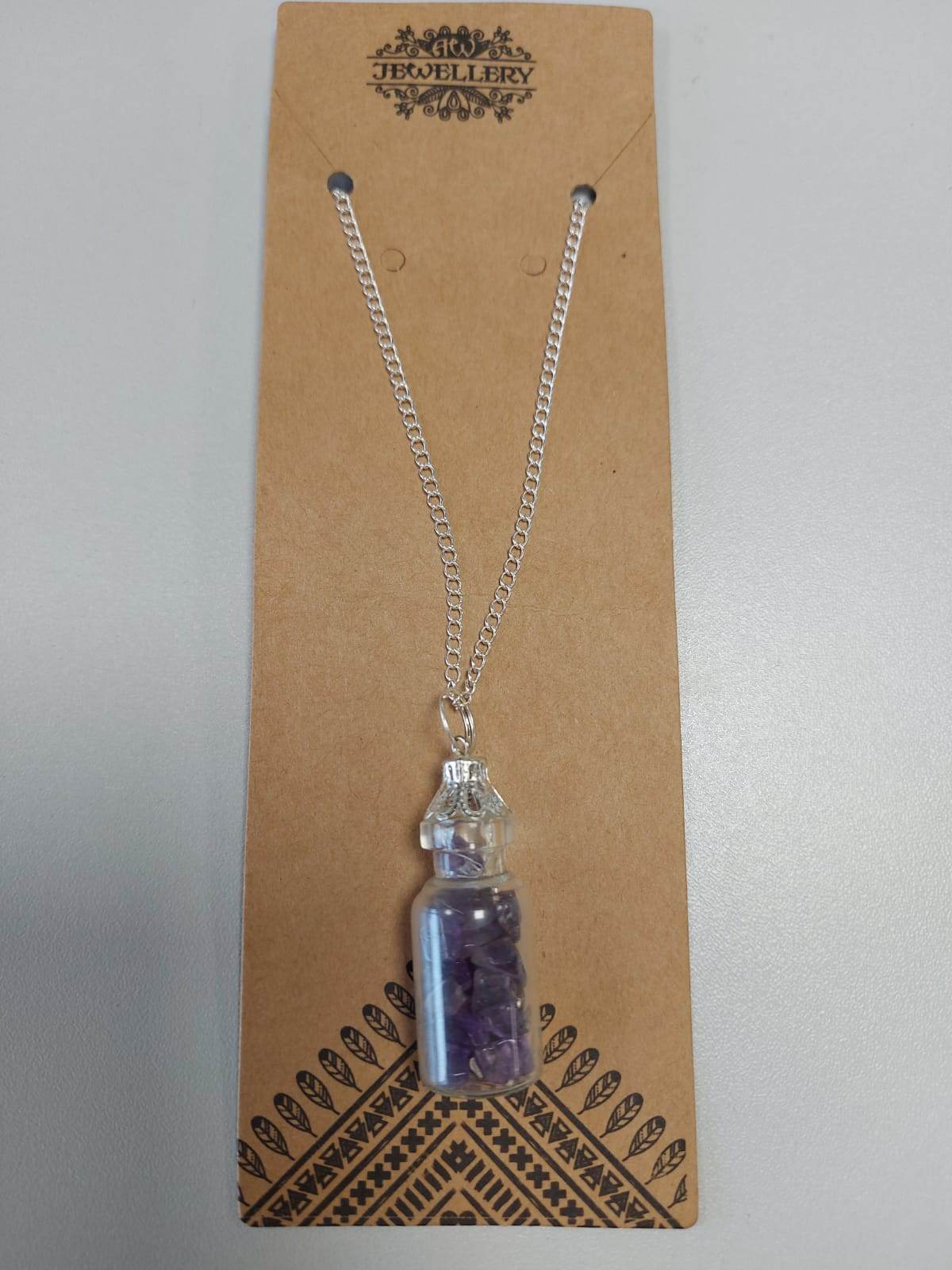 Edelstein-Fläschchen Edelstein Halskette - Amethyst - Edelsteinkette - Hauttempel