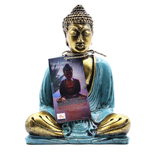 Buddha-Statue - Blaugrün-Gold - mittelgroß - Statuen & Figuren - Hauttempel