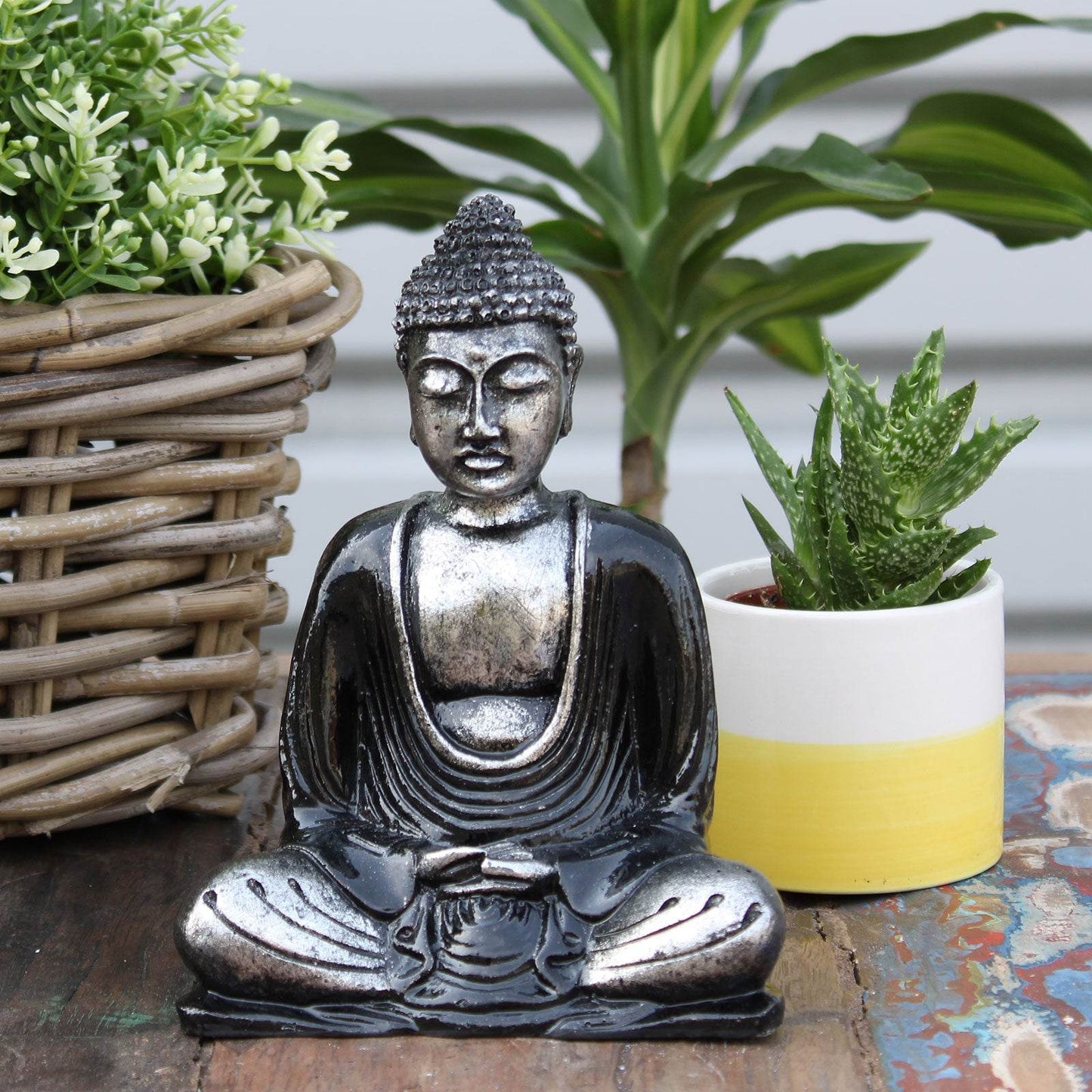 Buddha Statue - Schwarz Grau- mittelgroß - Statuen & Figuren - Hauttempel