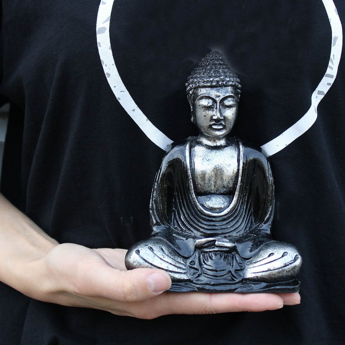 Buddha Statue - Schwarz Grau- mittelgroß - Statuen & Figuren - Hauttempel
