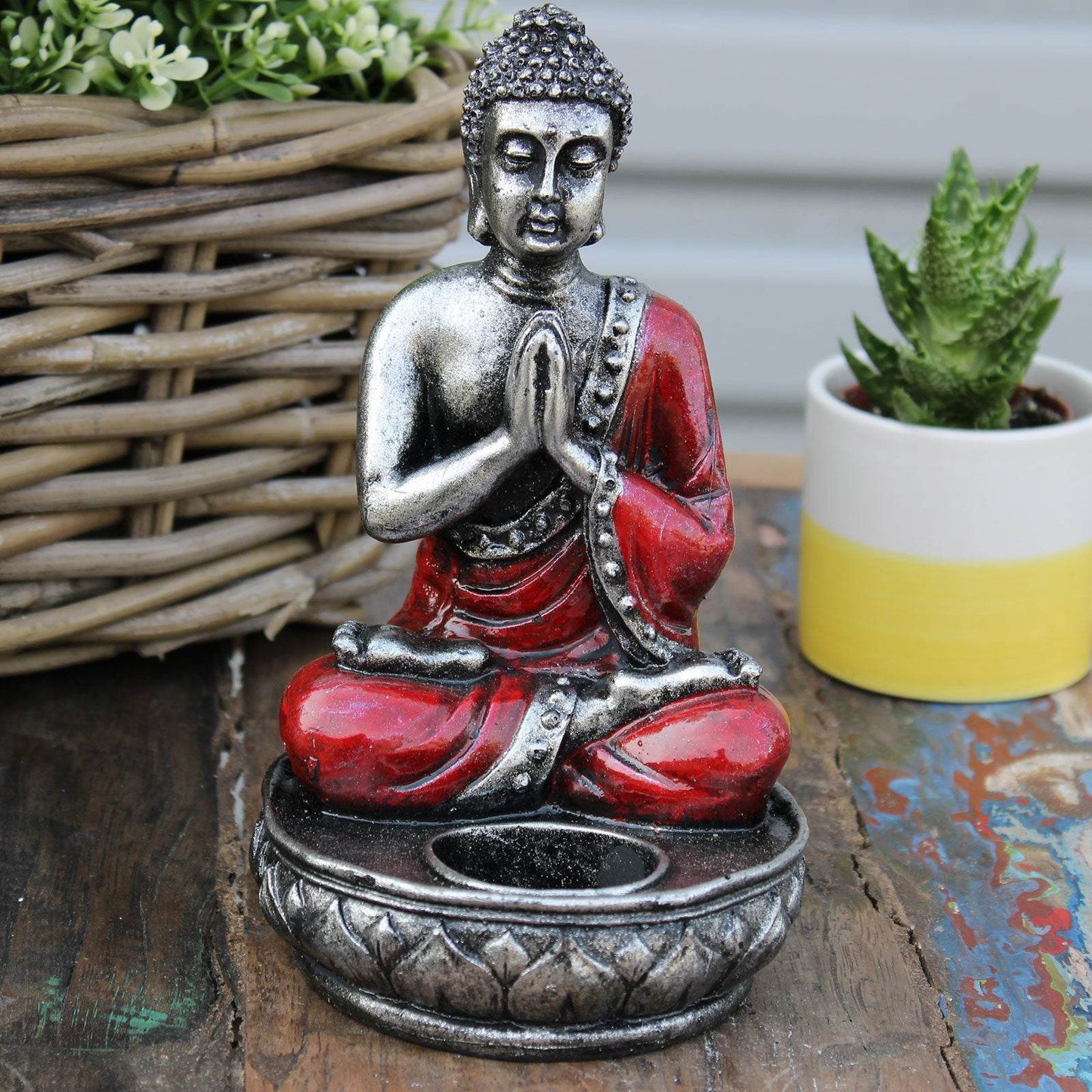 Buddha Statue Kerzenhalter - Rot- mittelgroß - Statuen & Figuren - Hauttempel