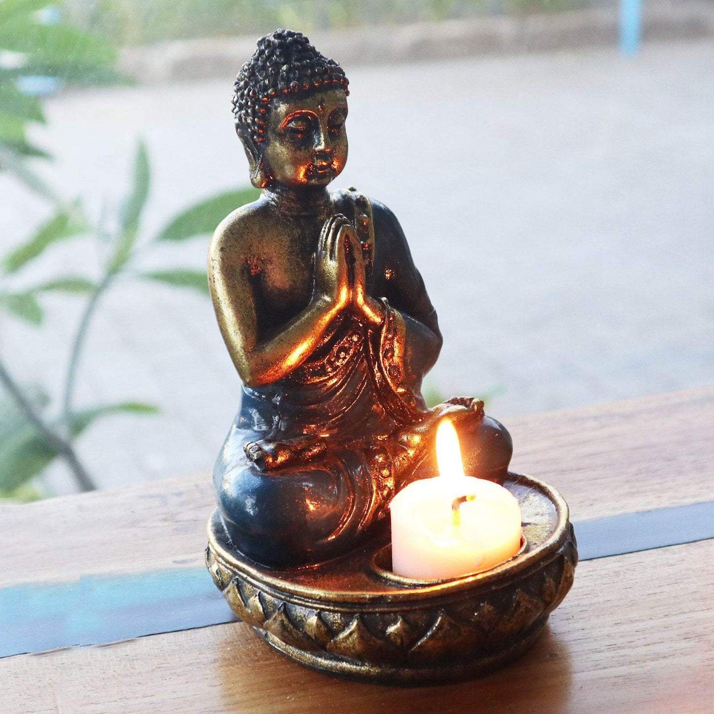 Buddha Statue Kerzenhalter - Rot- mittelgroß - Statuen & Figuren - Hauttempel