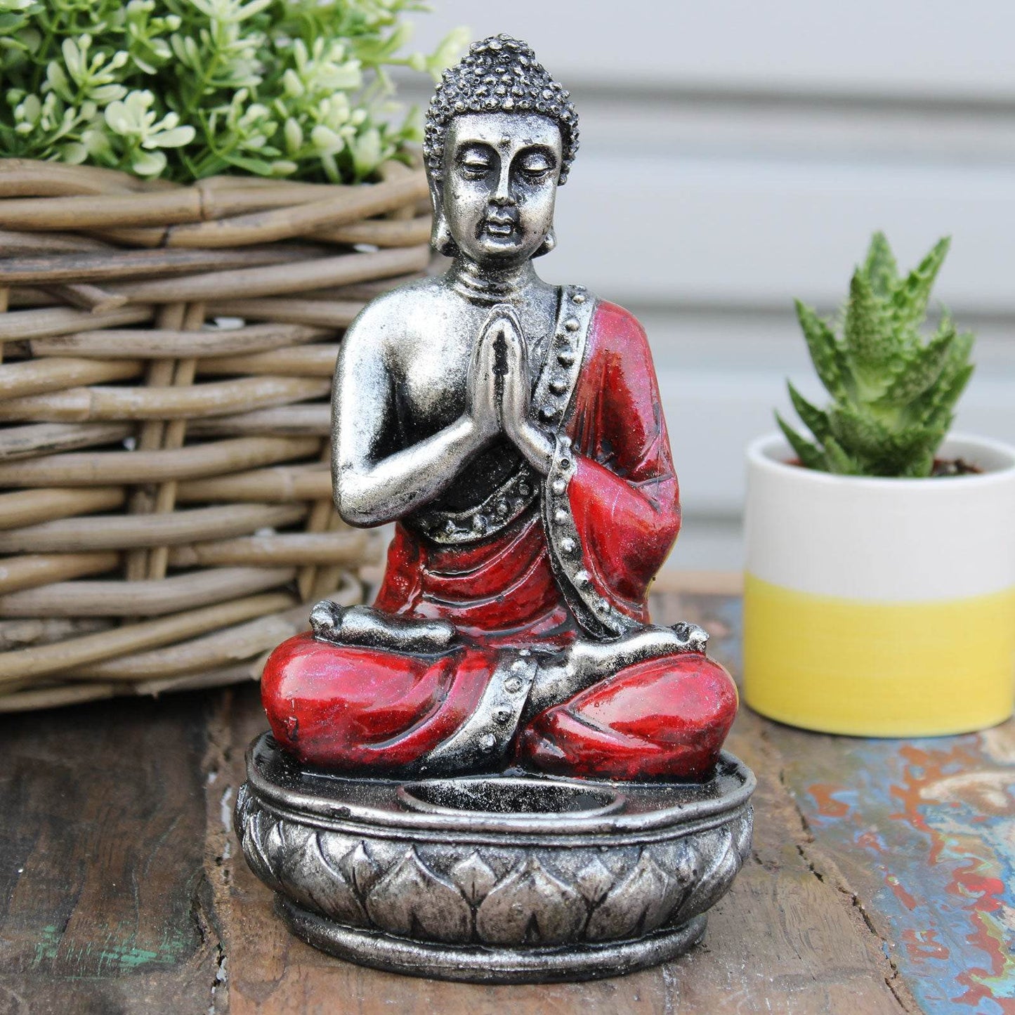 Buddha Statue Kerzenhalter - Rot- mittelgroß - Statuen & Figuren - Hauttempel