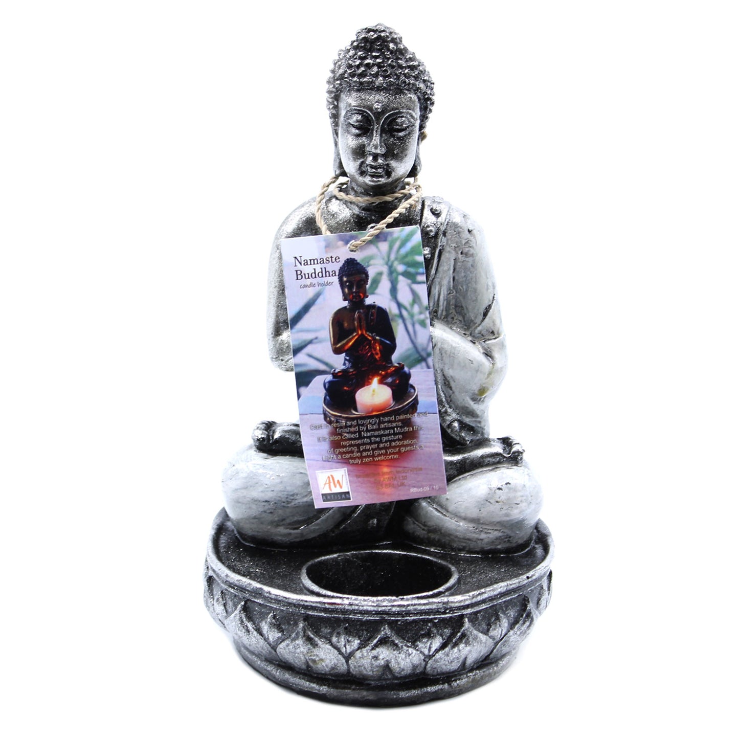 Buddha Statue Kerzenhalter - Weiß- mittelgroß