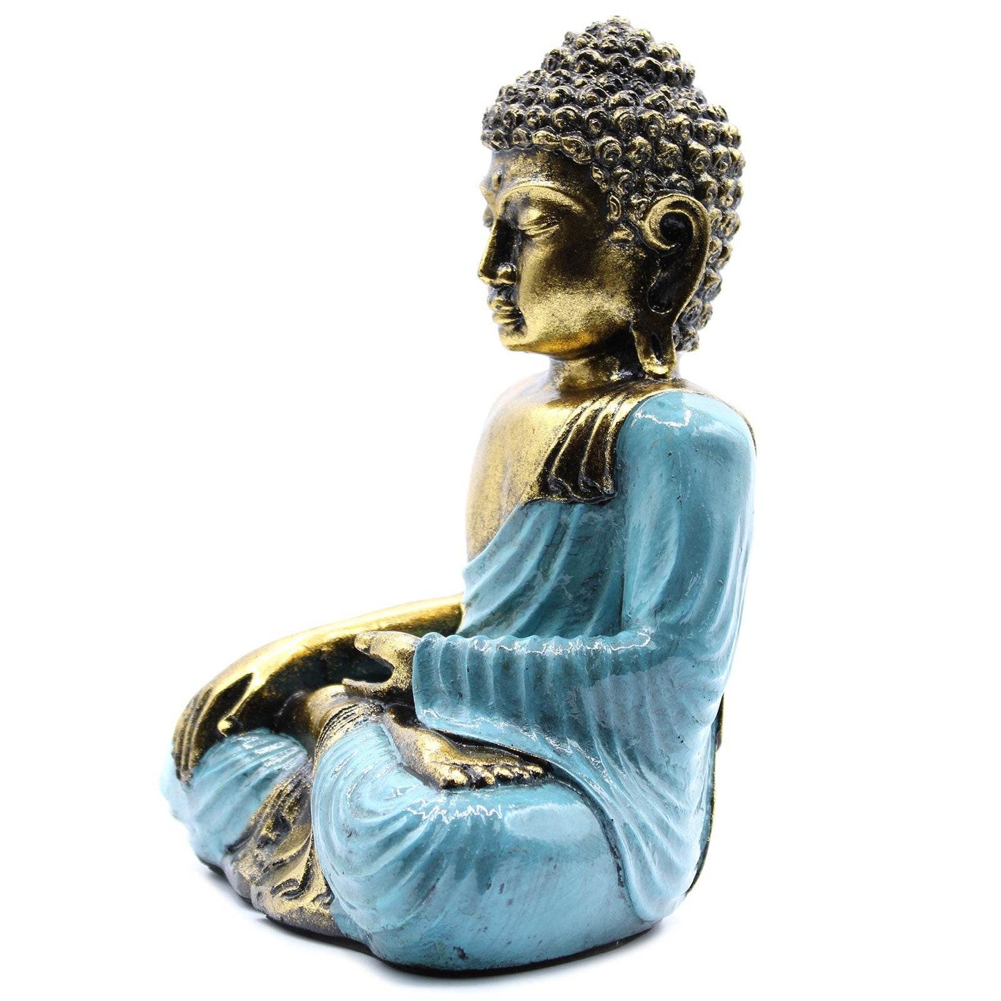 Buddha-Statue - Blaugrün-Gold - groß - Statuen & Figuren - Hauttempel