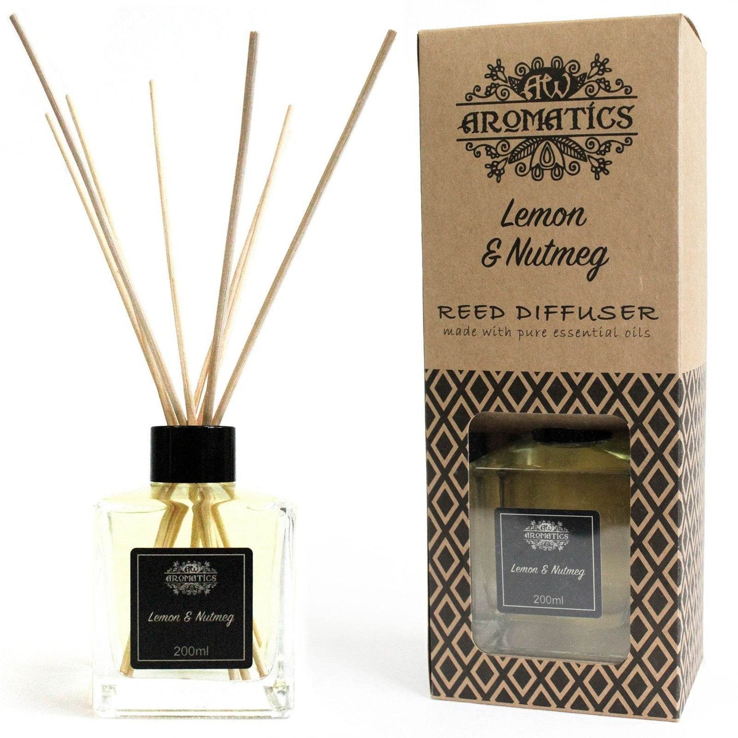 Zitrone & Muskatnuss Ätherisches Öl Rattanstäbchen Diffusor 200ml - Rattanstäbchen-Diffusor - Hauttempel
